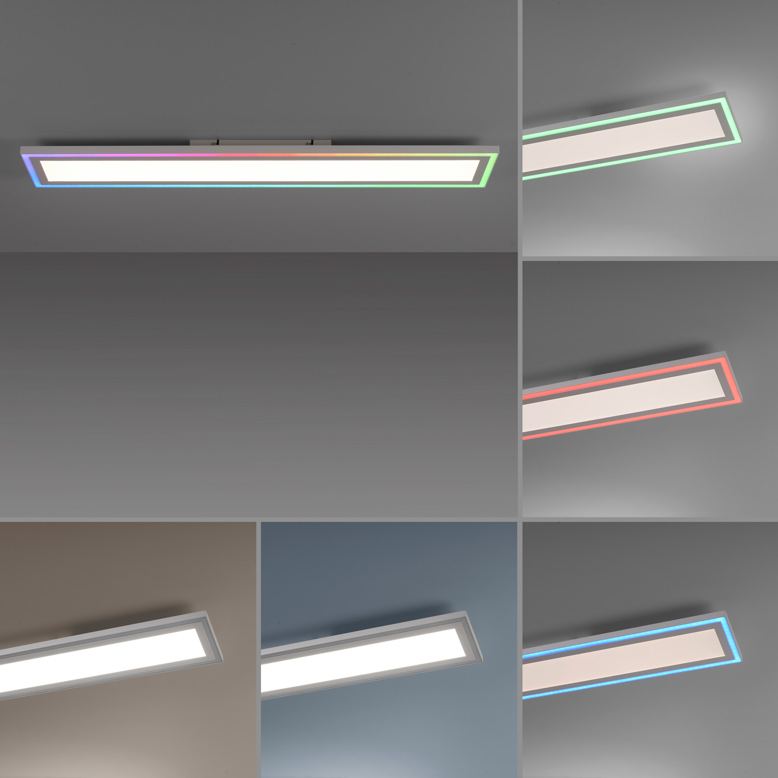 Plafonnier LED Edging, CCT + RVB, 100x18cm