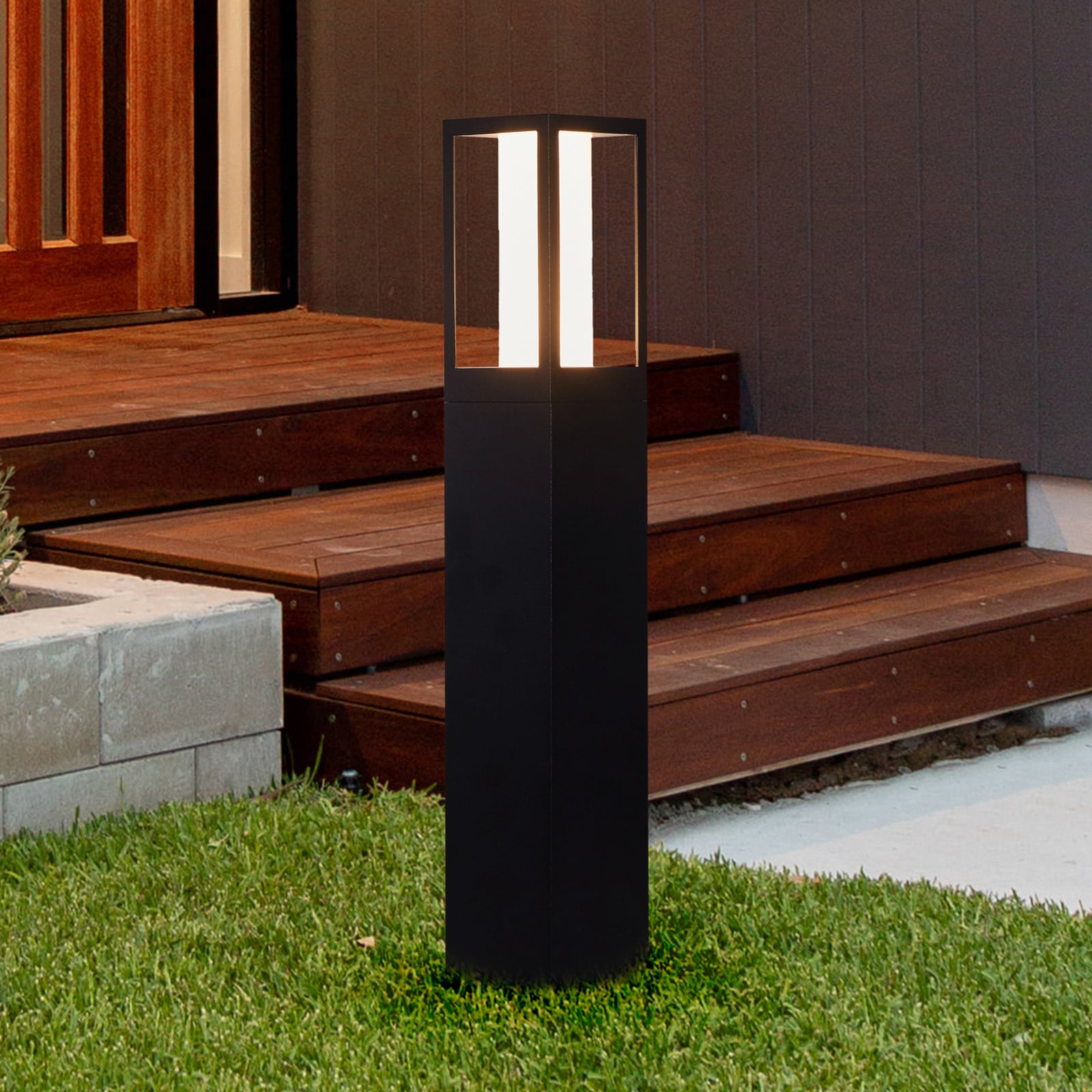 Avenue pillar light, black, height 45 cm, metal