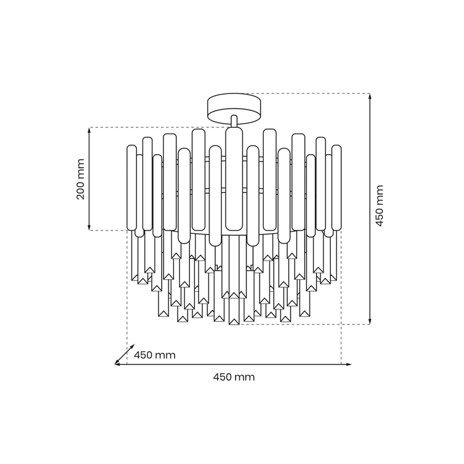 Lampa sufitowa Aspen metal w kolorze chromu, szklane kryształki, Ø 45 cm