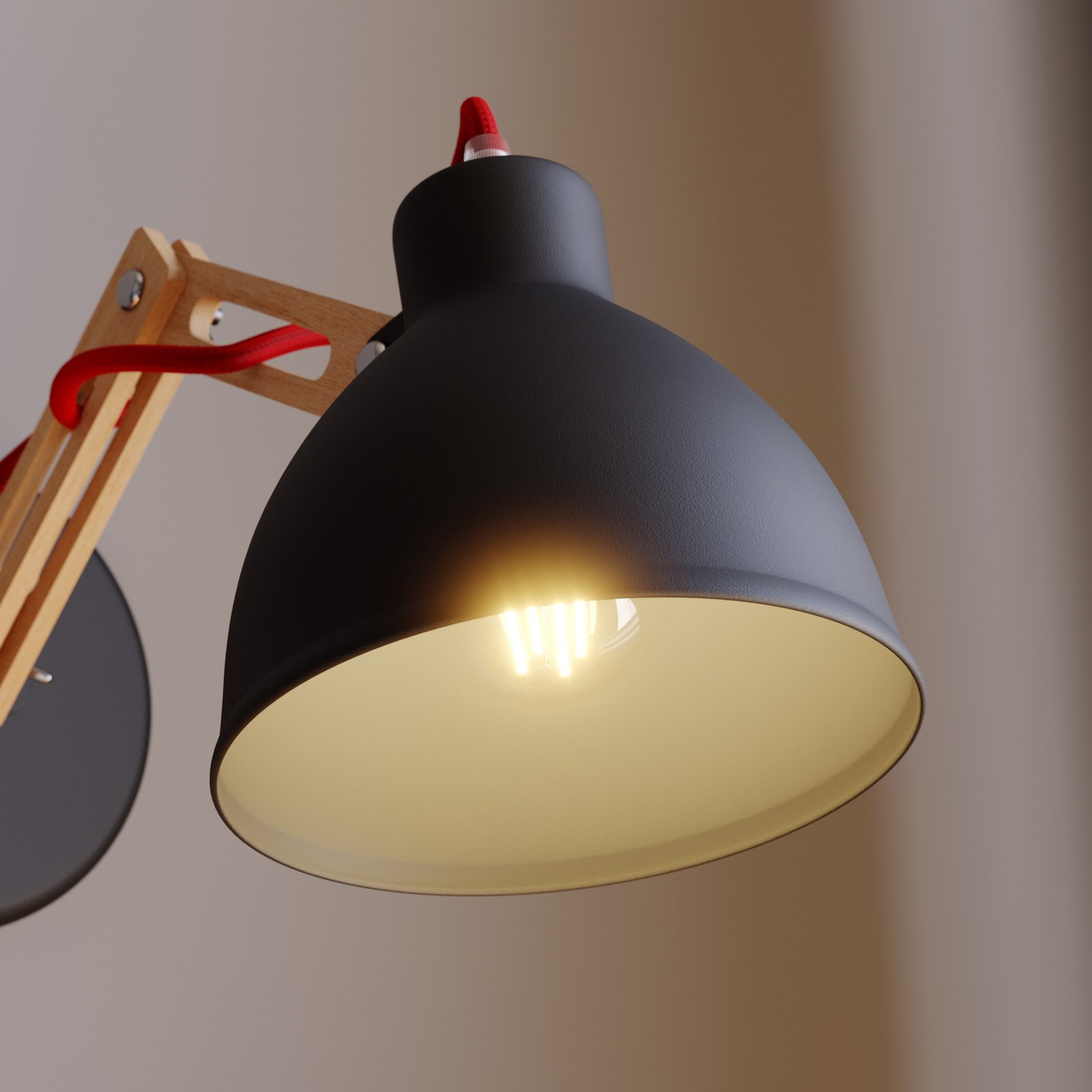 Lampa ścienna Skansen, regulowane ramię, czarna