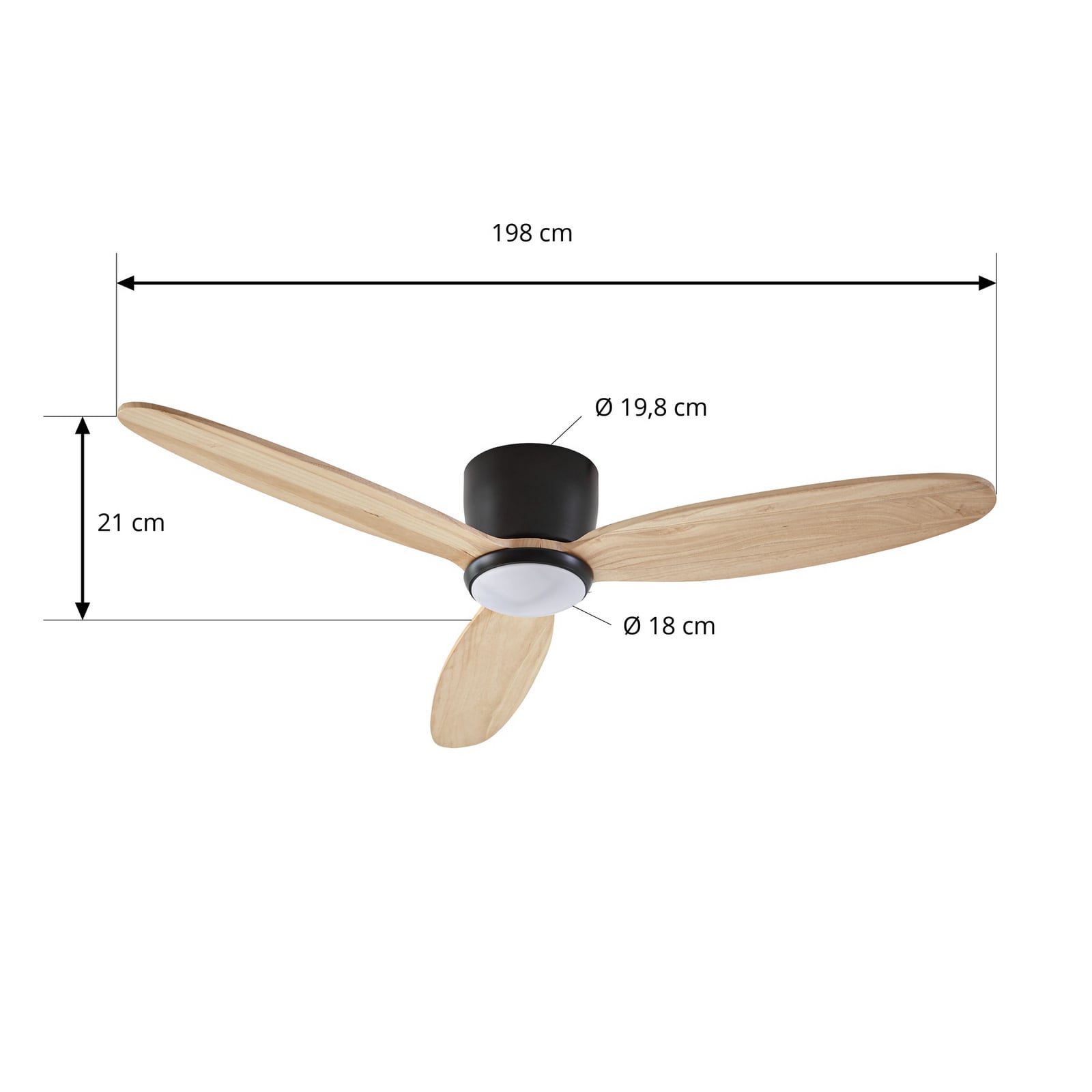 Lignia LED-Deckenventilator, schwarz/holz, CCT, dimmbar, Ø 132 cm, DC - Lucande Lignia LED-Deckenventilator, schwarz/holz, CCT, dimmbar, Ø 132 cm, DC - Lucande