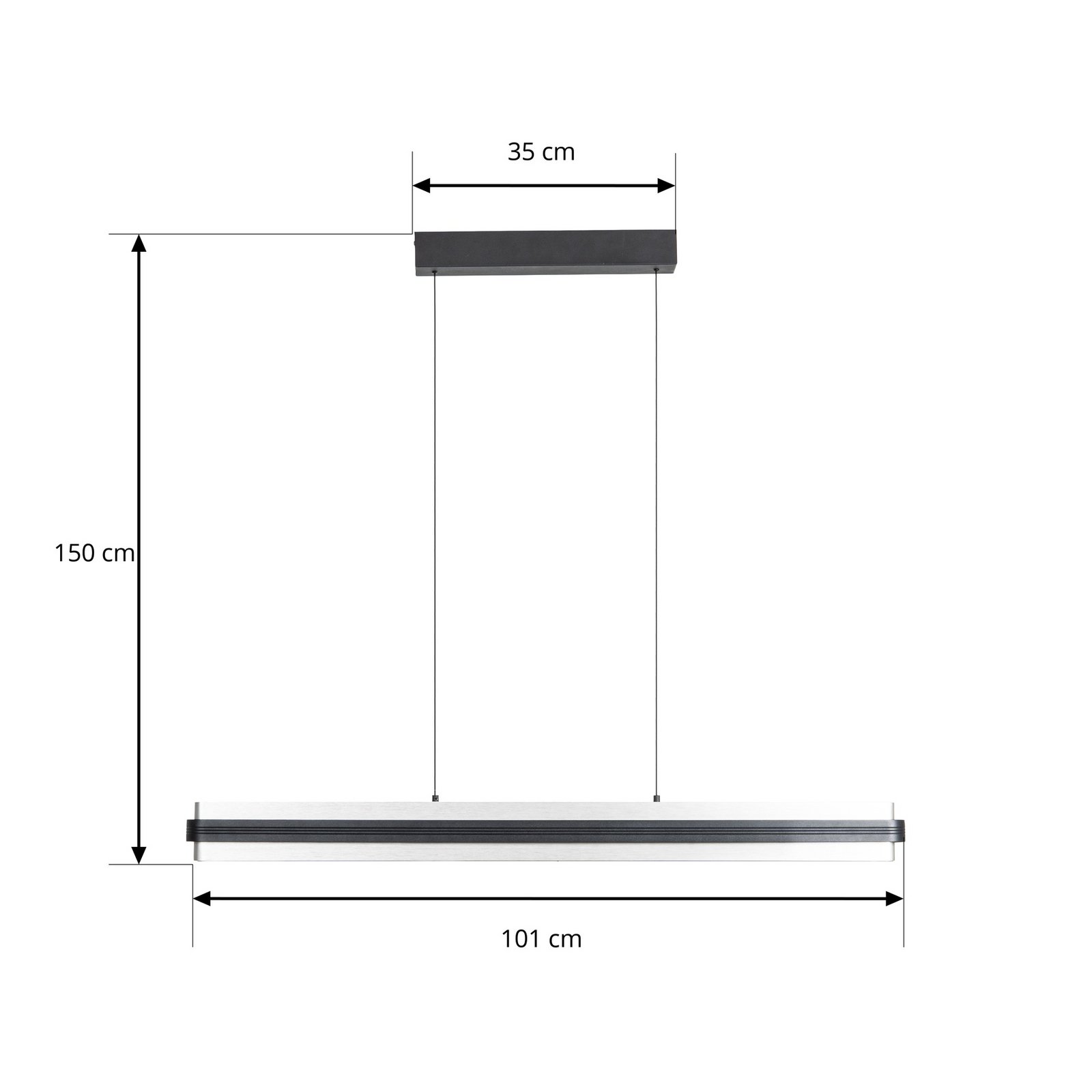 Tarnin LED-hengelampe, svart/nikkel, 98 cm - Lucande