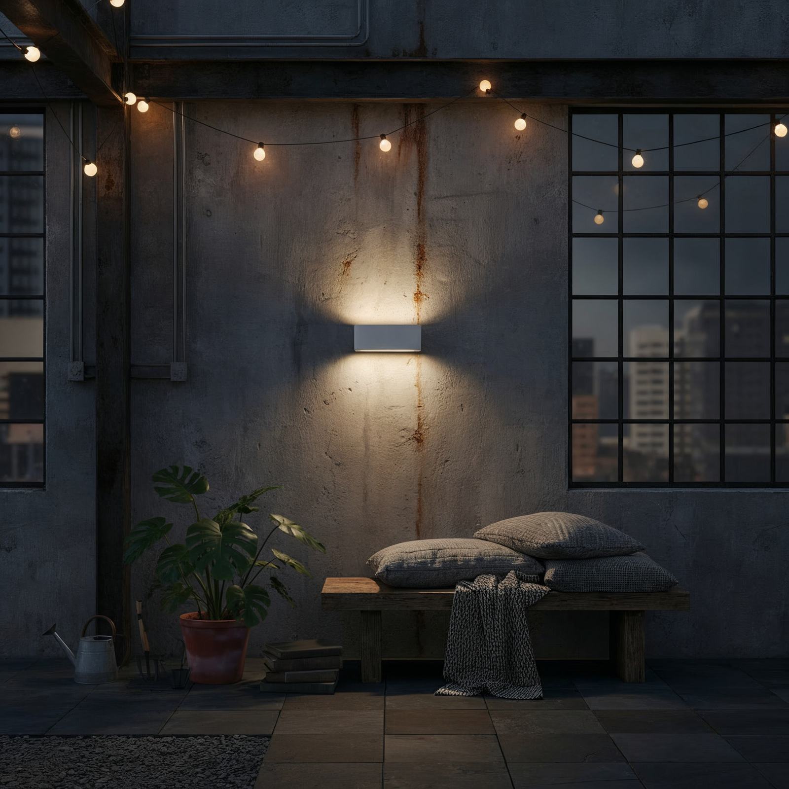 Ideal Lux Außenwandlampe Andromeda, grau, Breite 22 cm, Alu