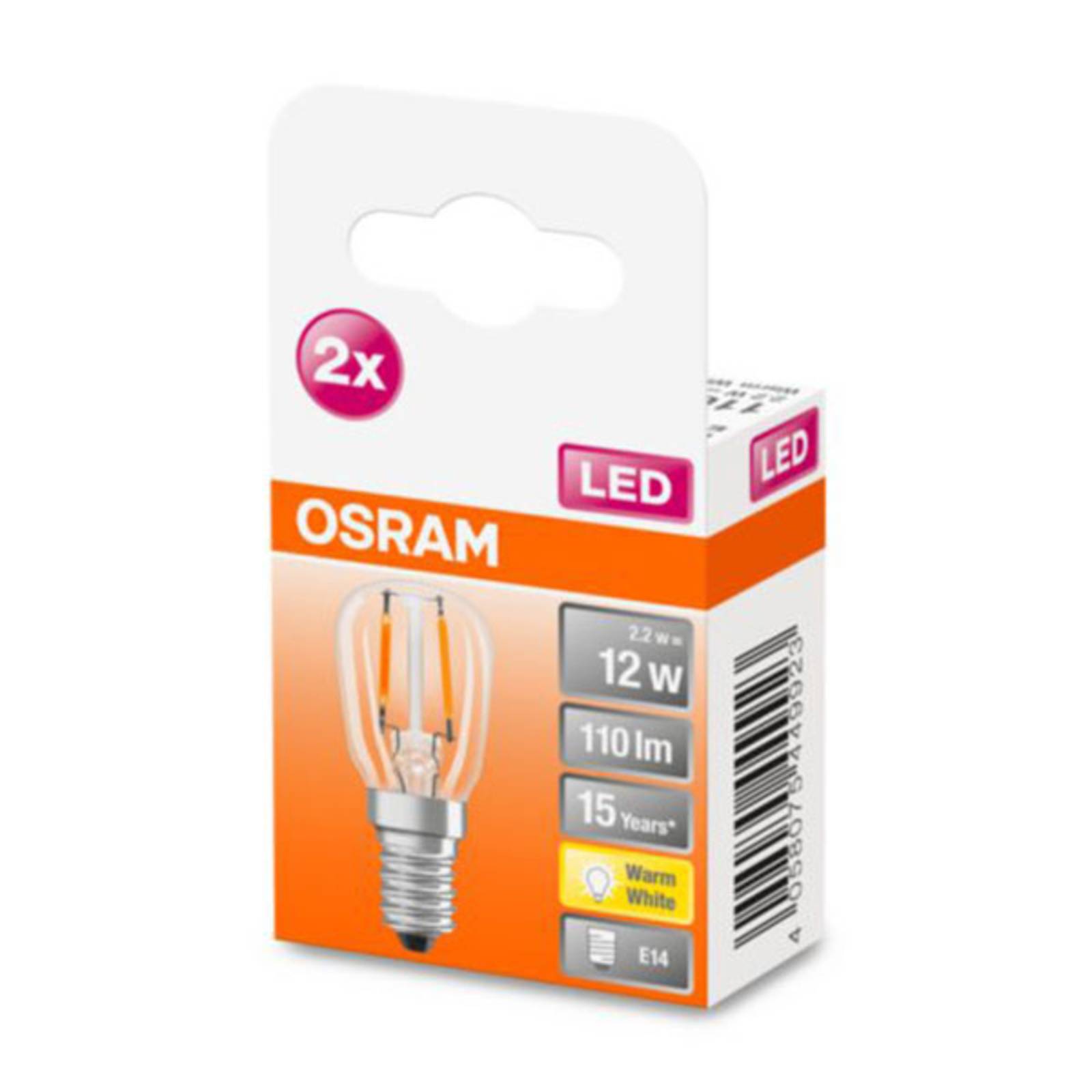 OSRAM żarówka LED E14 T26 2,2W 2 700 K 2 szt.