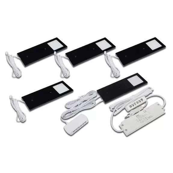 Lampenwelt LED-Unterbaulampe Eco-Pad F 5x-Set 3.000K schwarz