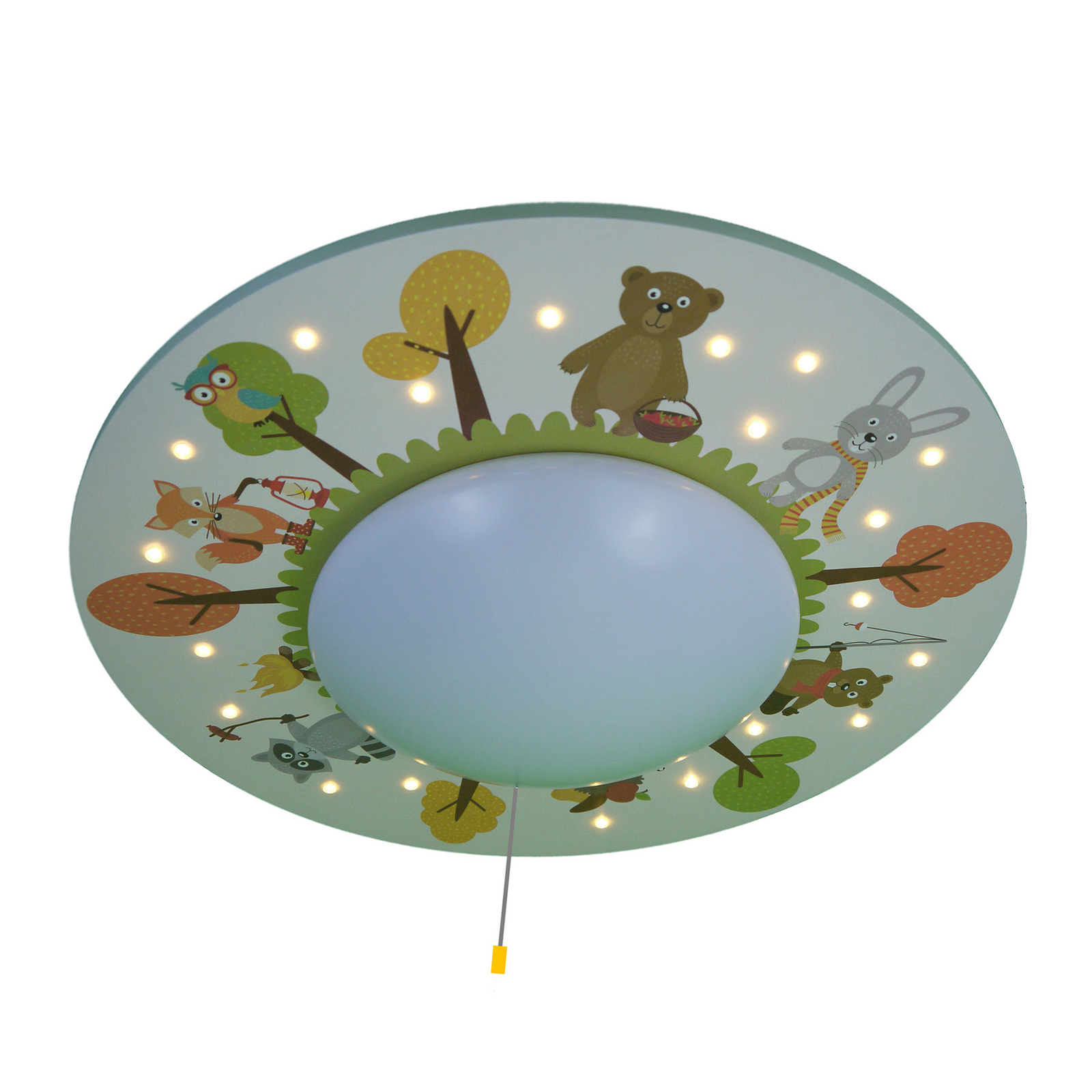 Funny Forest Animals ceiling lamp, 1-bulb, 20 LEDs