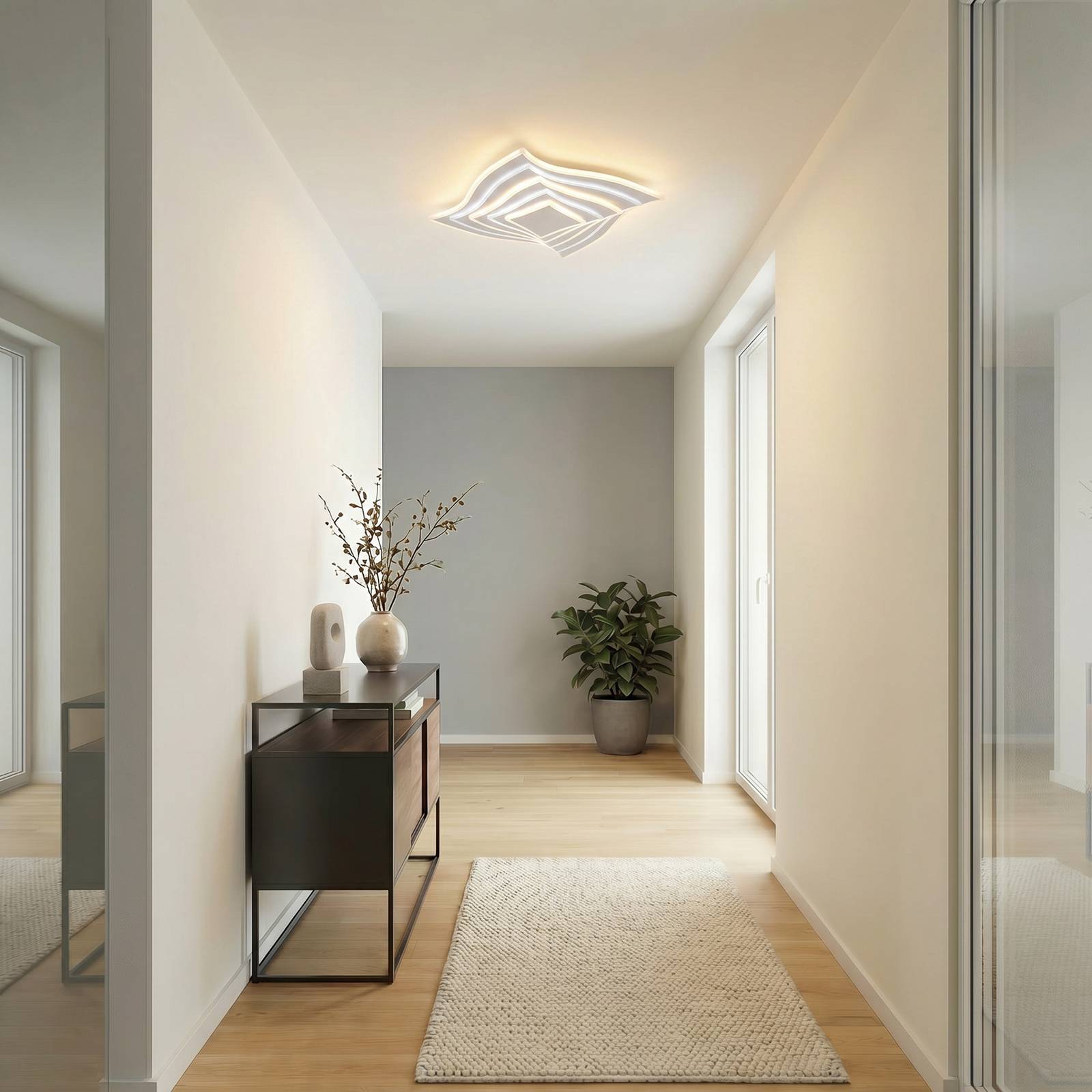 Lindby LED plafondlamp Rebeka, 47x47cm, CCT, afstandsbediening
