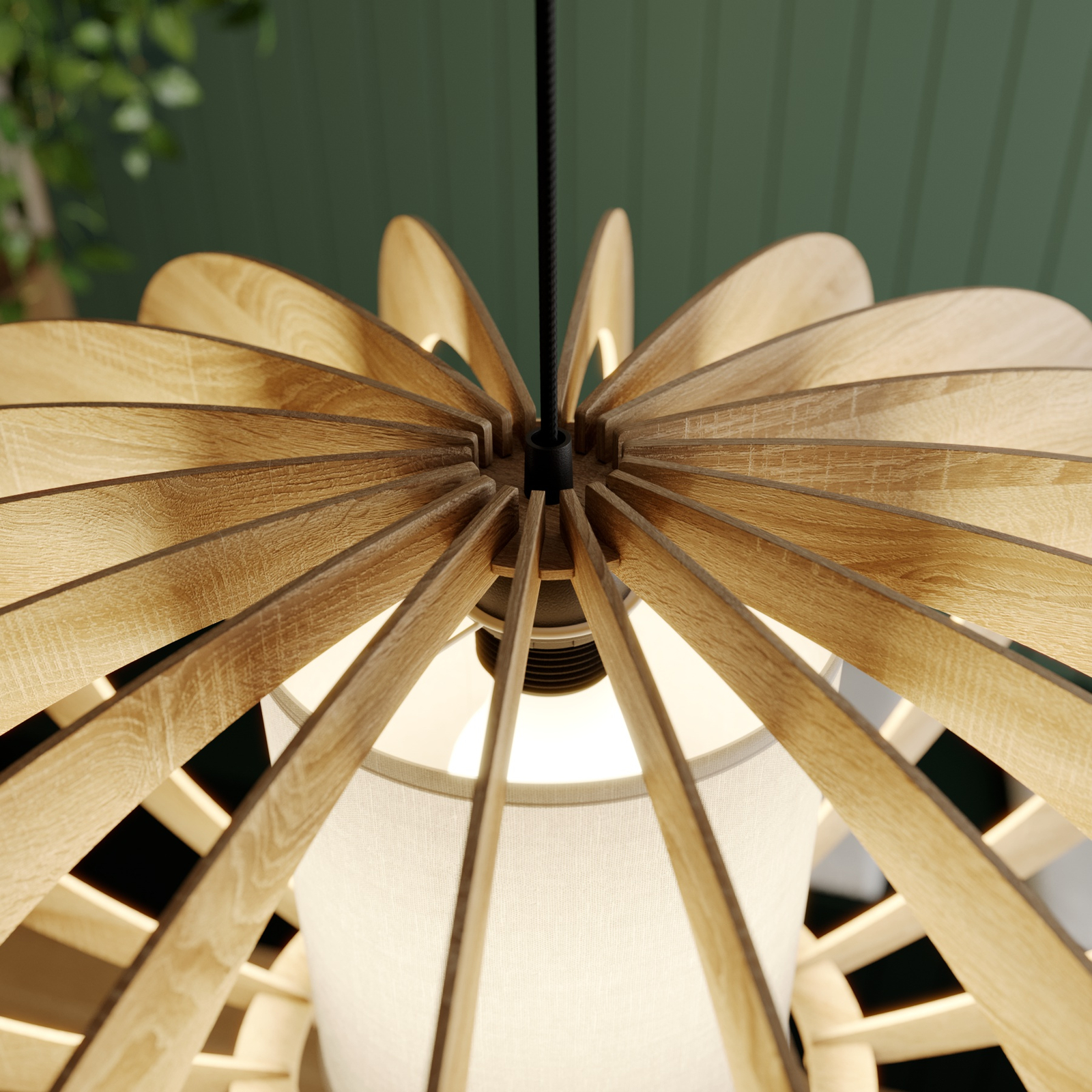 Lampa wisząca Modern A drewniane listwy, Ø 60 cm
