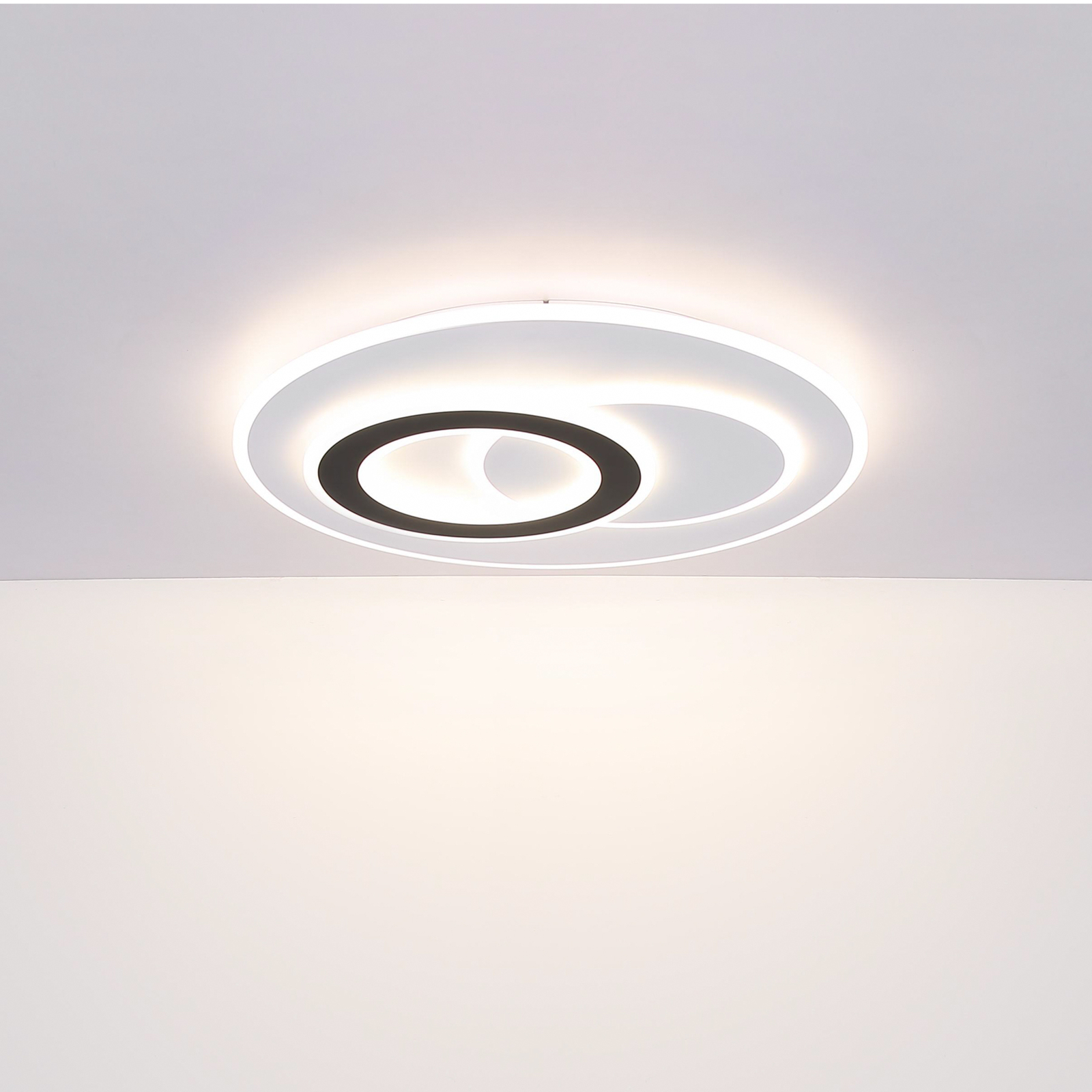Candeeiro de teto LED inteligente Jacques, branco/preto, Ø 70 cm, CCT