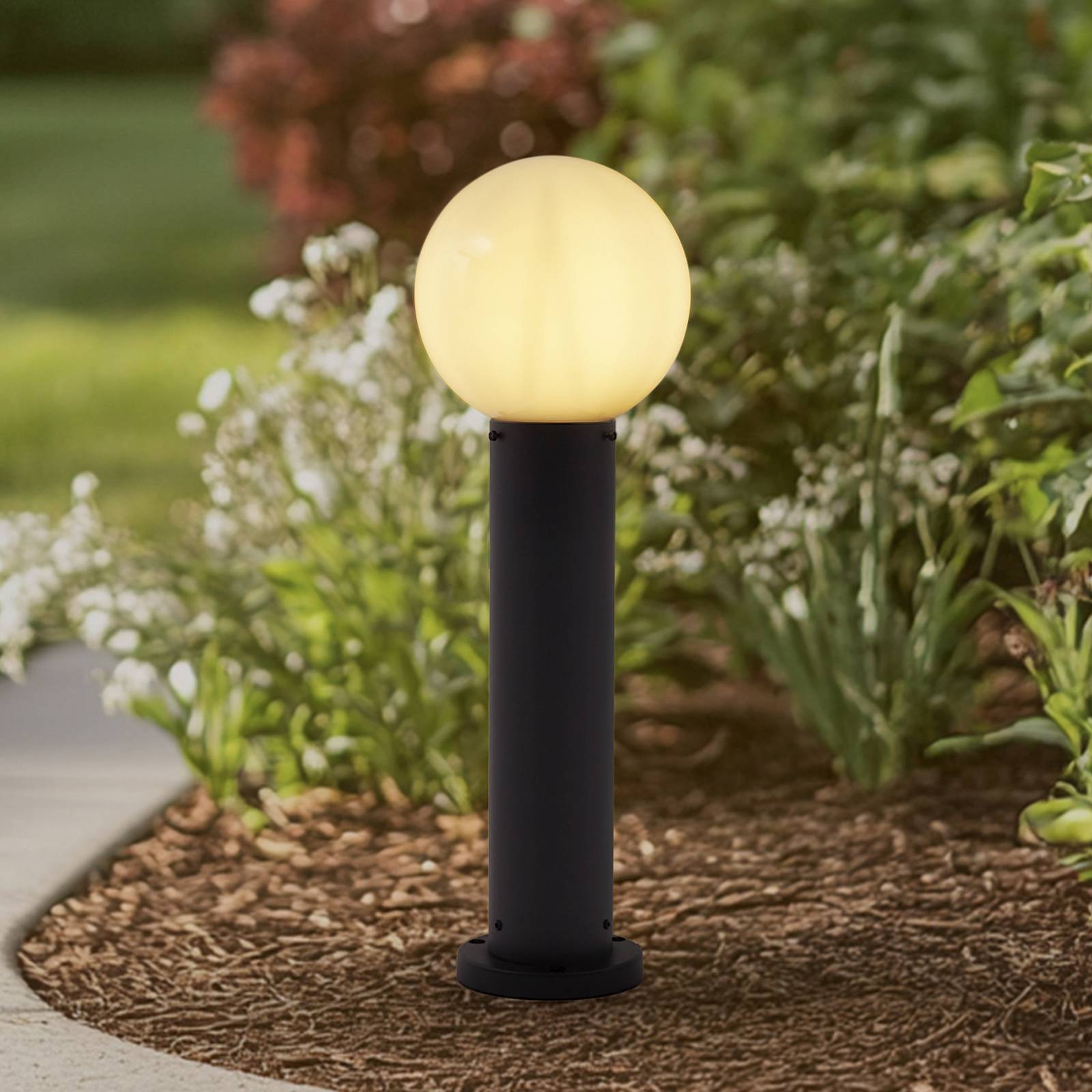 Lindby, luminaire pour socle Dangan, blanc, hauteur 60 cm, verre, métal