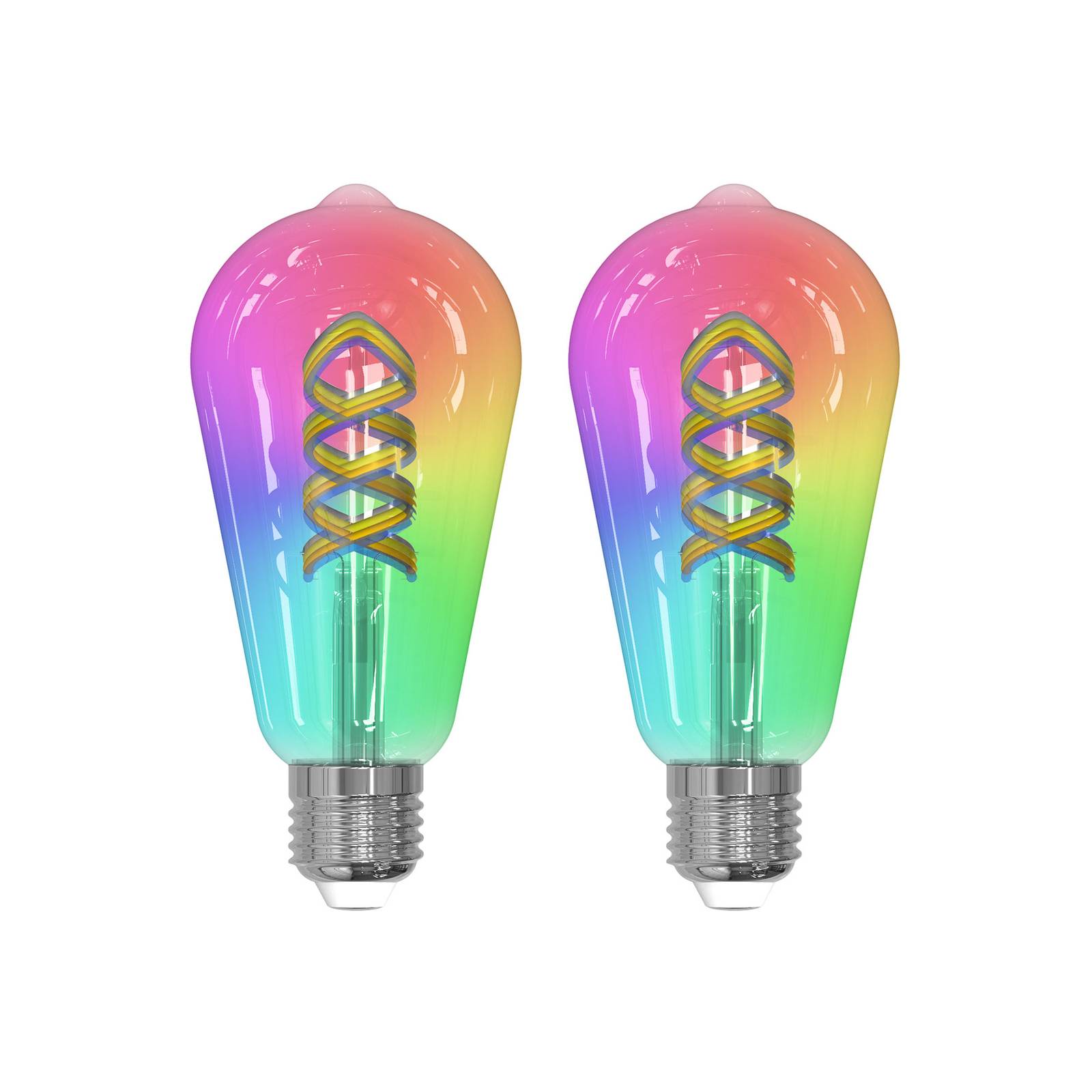 Prios LED-filament E27 ST64 4W RGB WLAN klar 2 stk