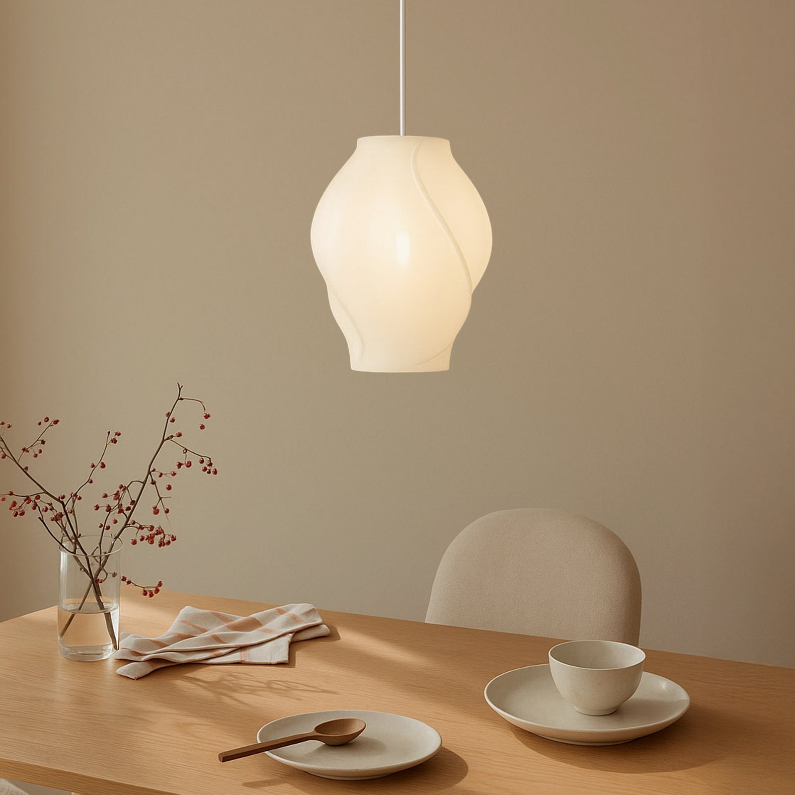 Tovina Hängeleuchte, Textil, weiß, Ø 35 cm - Lucande Tovina Hängeleuchte, Textil, weiß, Ø 35 cm - Lucande