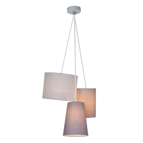 Three-bulb hanging light with fabric lampshades