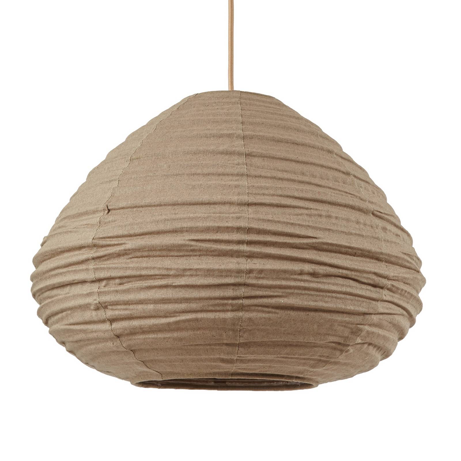 Żyrandol Lindby „Autumn”, kolor taupe, średnica 40 cm, len, krople