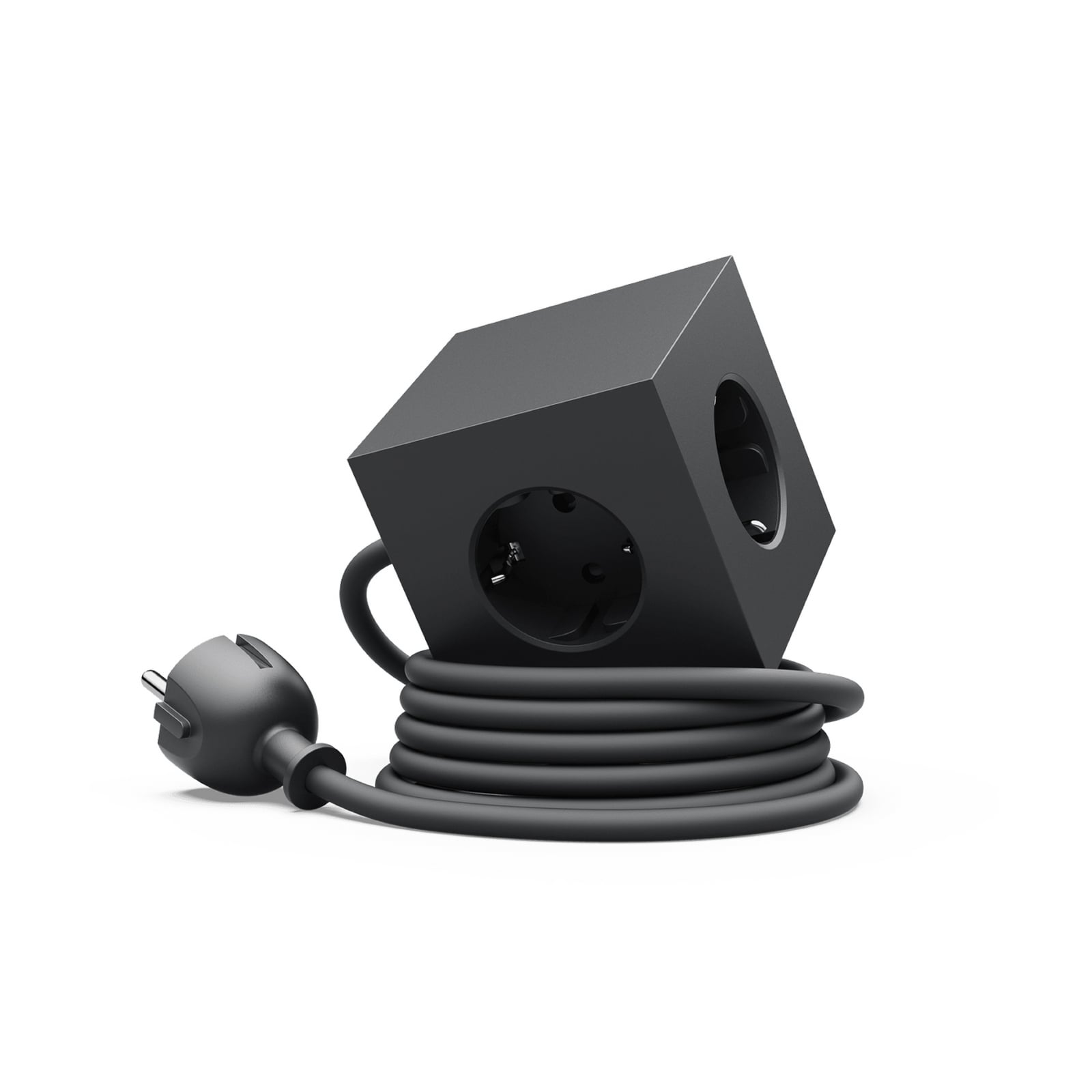 SQUARE 1 -pistorasia, musta, 3 x Schuko, 2 x USB, 3 m:n johto – AVOLT SQUARE 1 -pistorasia, musta, 3 x Schuko, 2 x USB, 3 m:n johto – AVOLT