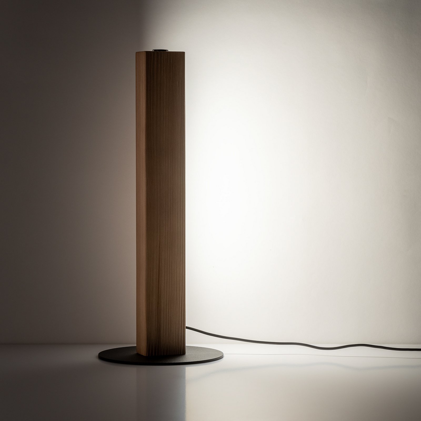 LED wooden table lamp Teo, beech, 42 cm, touch dimmer