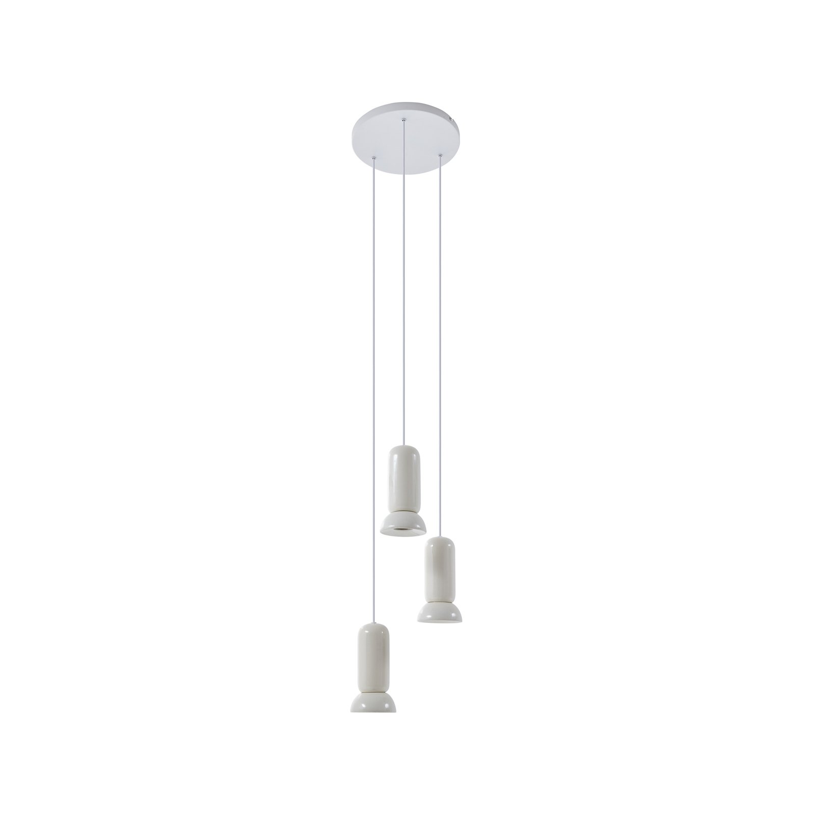 Lindby pendant light Kerimi, cream, 3-bulb, round
