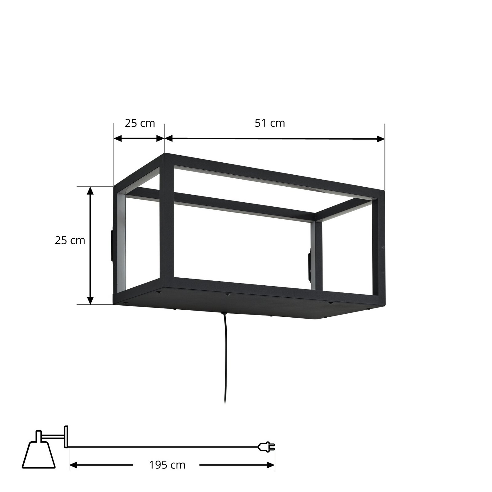 Lindby LED-vägglampa Birta, hängande, stickkontakt, hylla, 51 cm