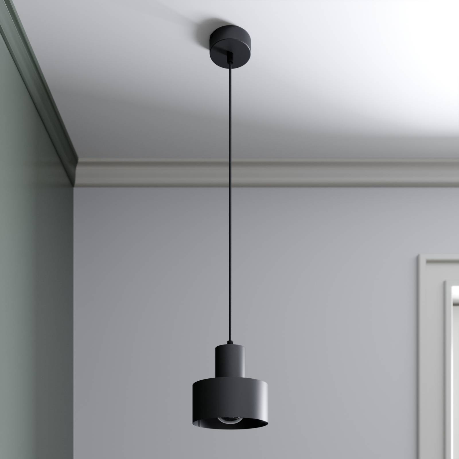 E-shop Závesná lampa Rif z kovu, čierna, Ø 15 cm