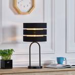 Lindby Tsomo asztali lámpa, Ø 26 cm, fekete, szövet, E27