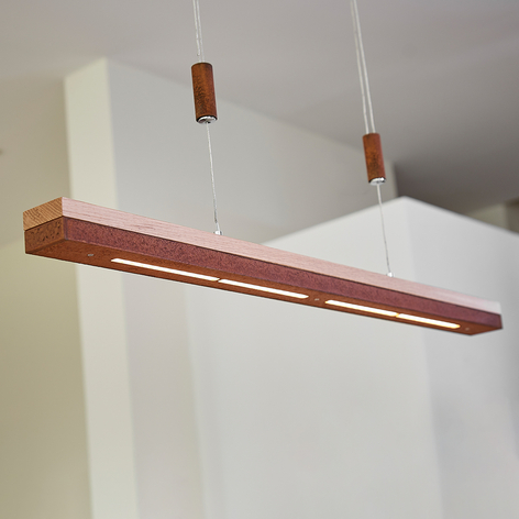 Rostoptik und Massivholz - LED-Pendellampe Elna