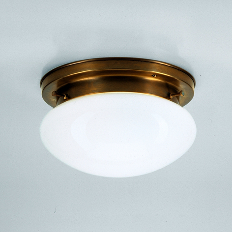 Opalfärgad taklampa HARRY med mässing