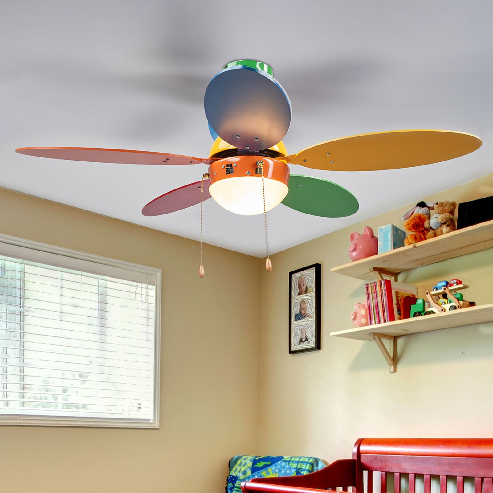 Ventilatore da soffitto colorato Corinna con luce