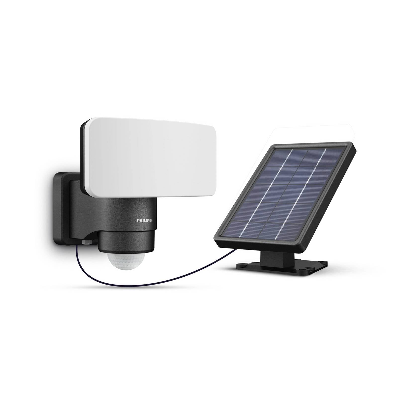 Philips LED-Solar-Außenstrahler Tylus, schwarz 3.000K Sensor