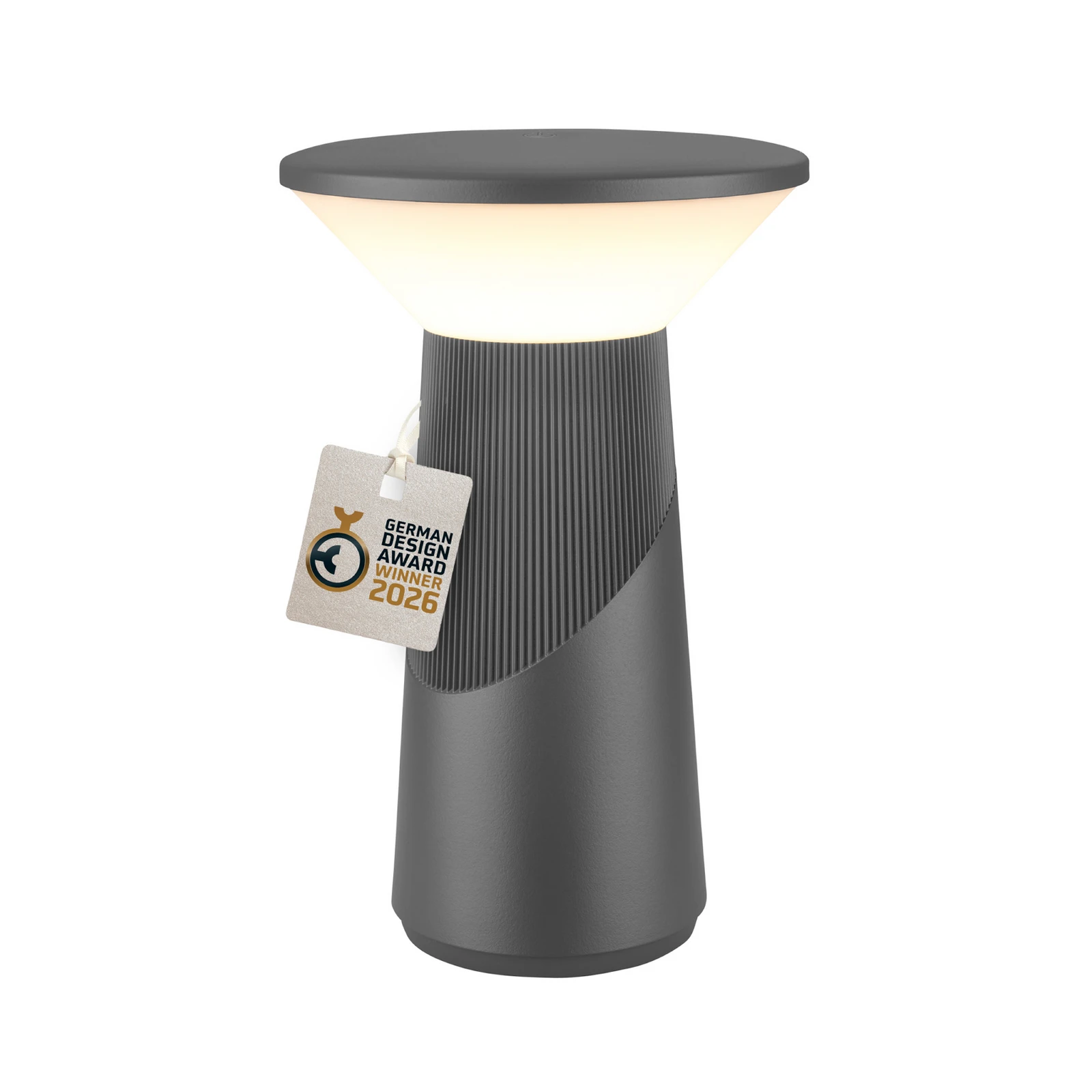 Lampa stołowa LED z akumulatorem Pilia, antracytowa, wysokość 24 cm, IP44