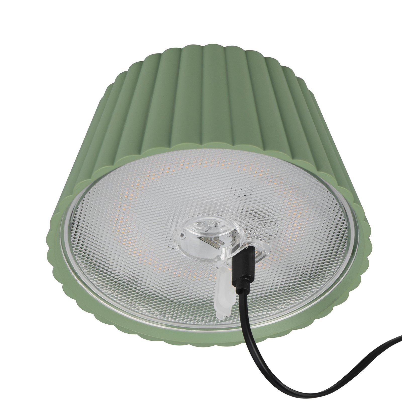 Stolní lampa Suarez LED s dobíjením, zelená, výška 39 cm, kovová