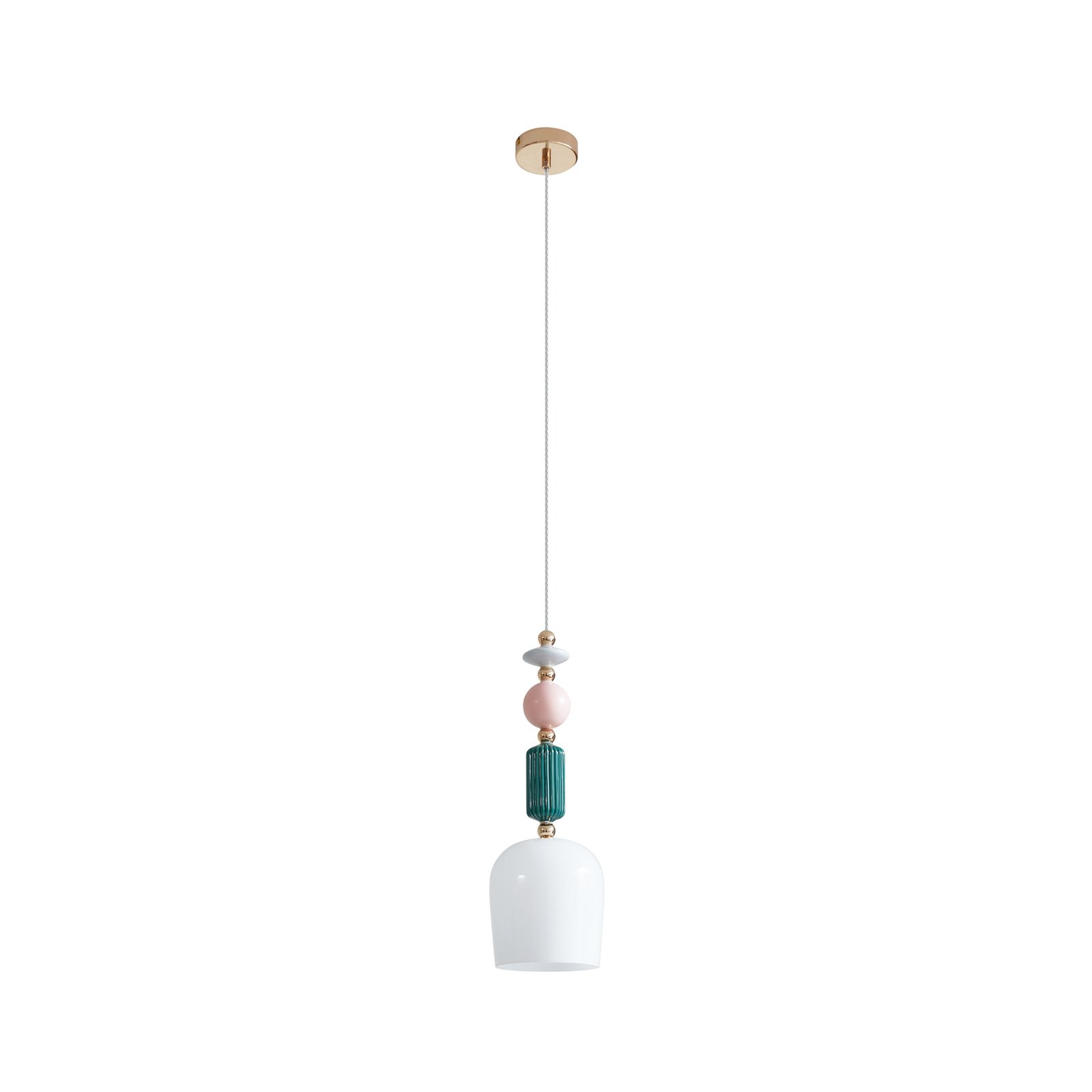 Lindby Ysoria hanglamp, grijs/roze/groen