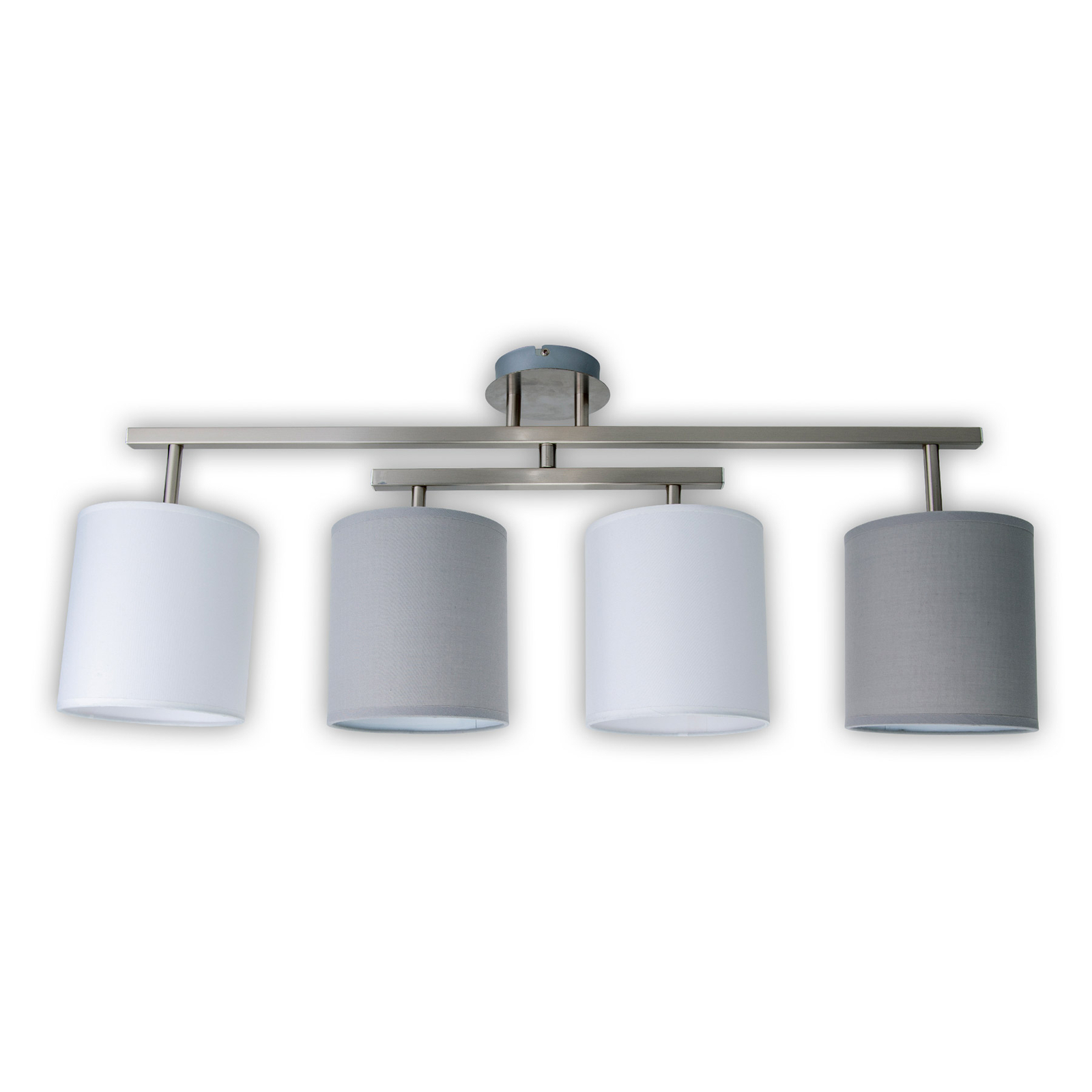 Plafondlamp Tilde, vier stoffen kappen, grijs/wit