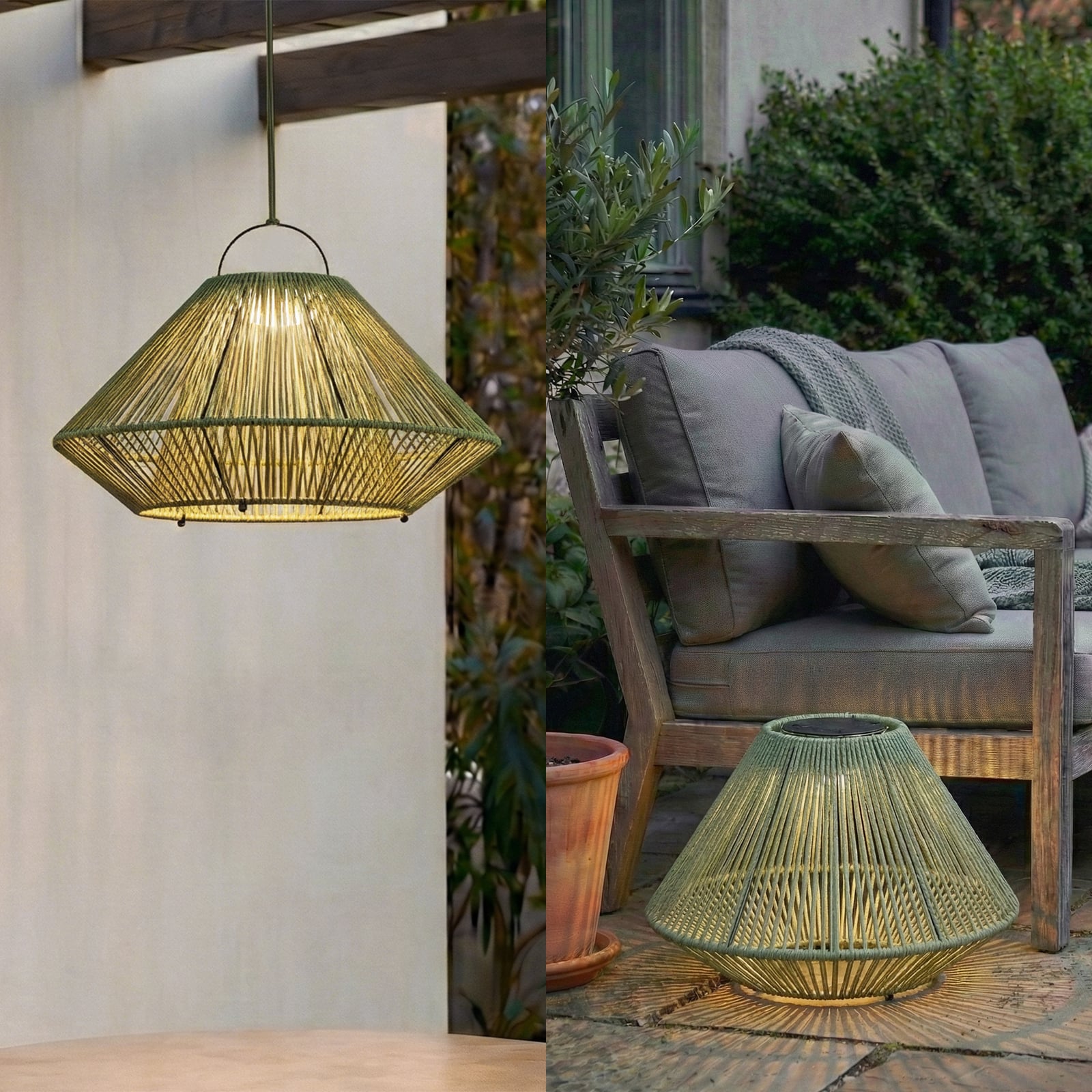 Lindby LED solarna viseća svjetiljka Austas, zelena, Ø 50 cm, USB, IP54