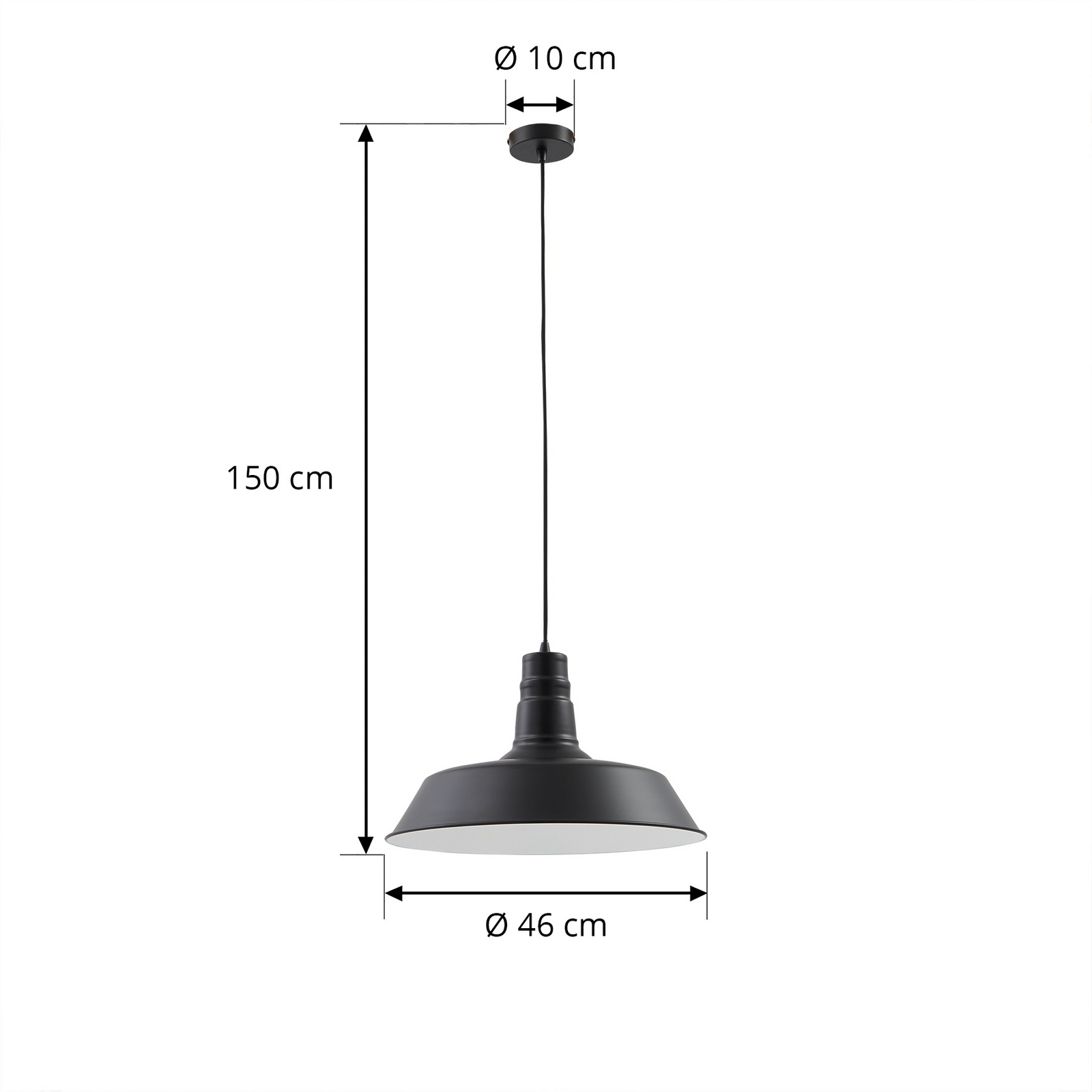 Hanglamp Lindby Laylan, zwart/wit, Ø 46 cm, metaal