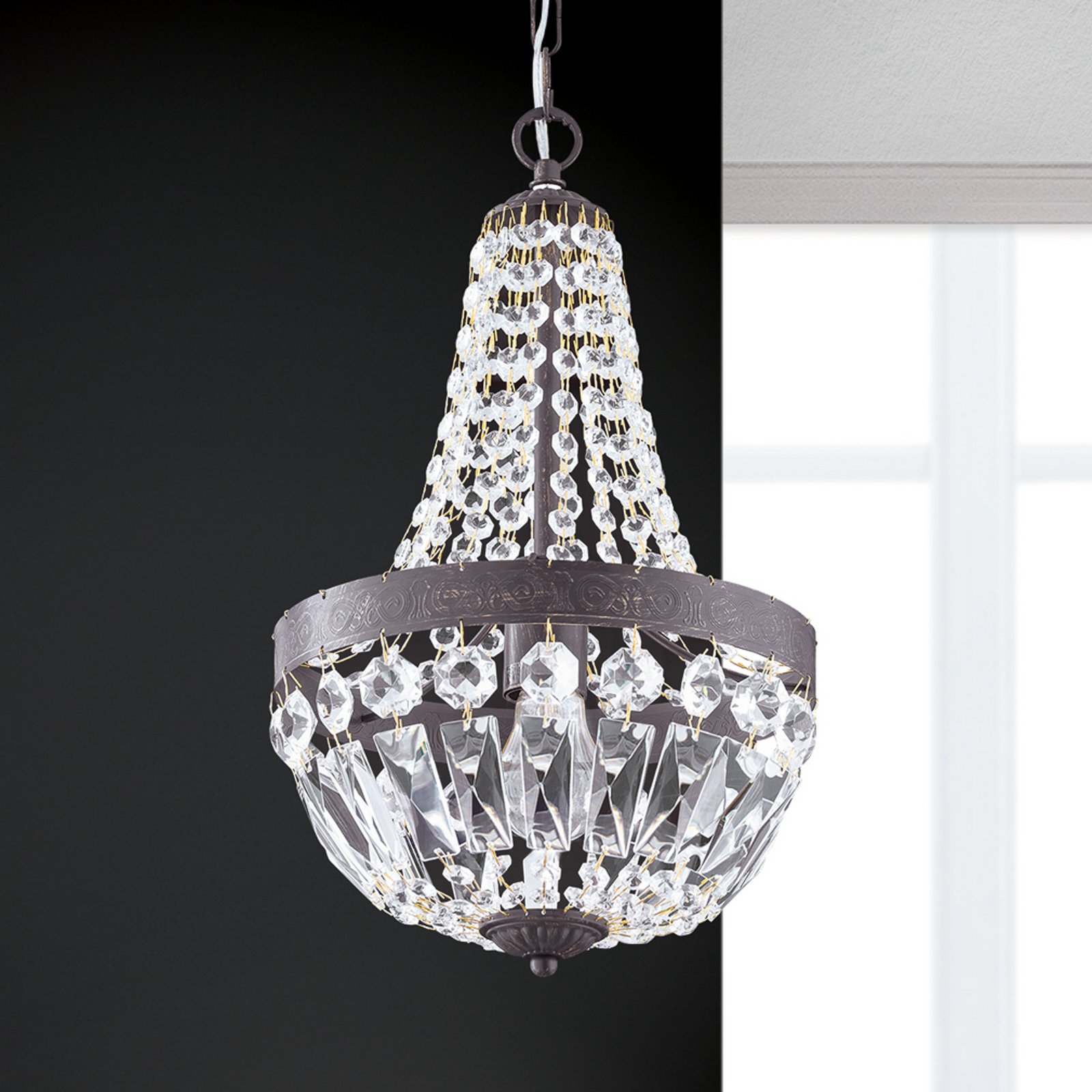 Arila pendant light, crystal chains, Ø 25 cm