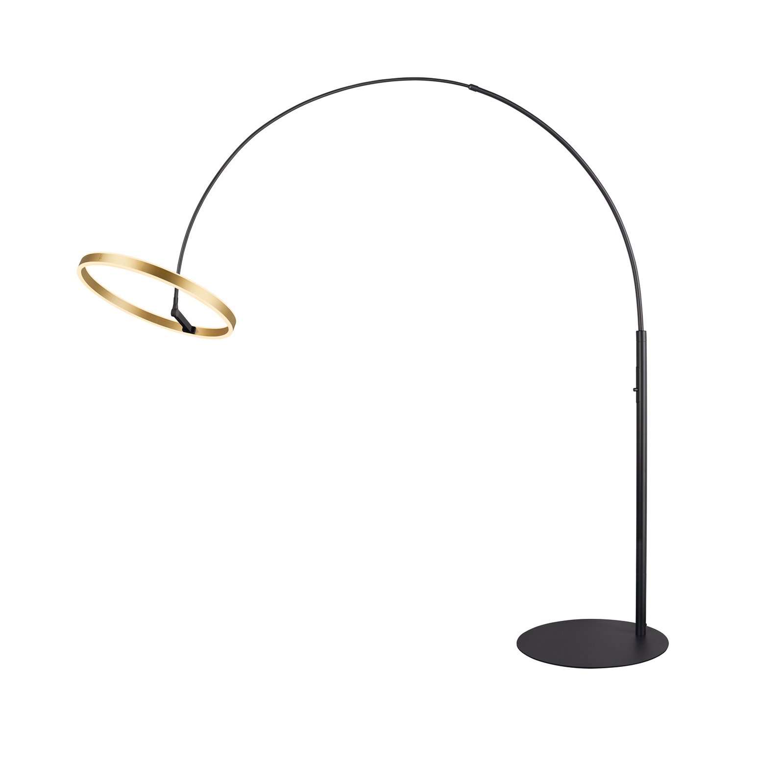 SLV LED-golvlampa One Bow FL, svart/mässingfärgad, stål