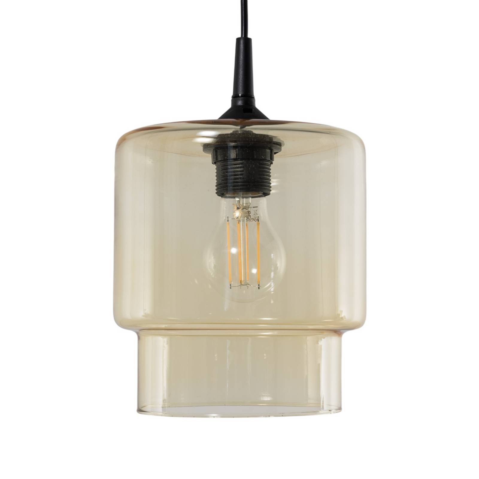 Szklana lampa wisząca Nesto, bursztynowa, Ø 18 cm, E27