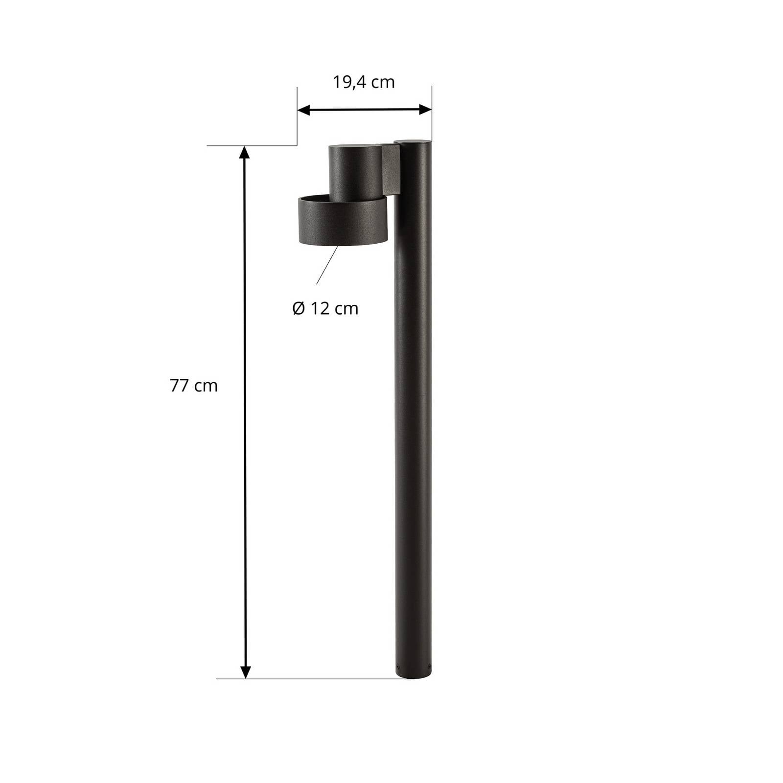 Słupek ogrodowy LED Lucande Elune, czarna matowa, IP44, wysokość 77 cm
