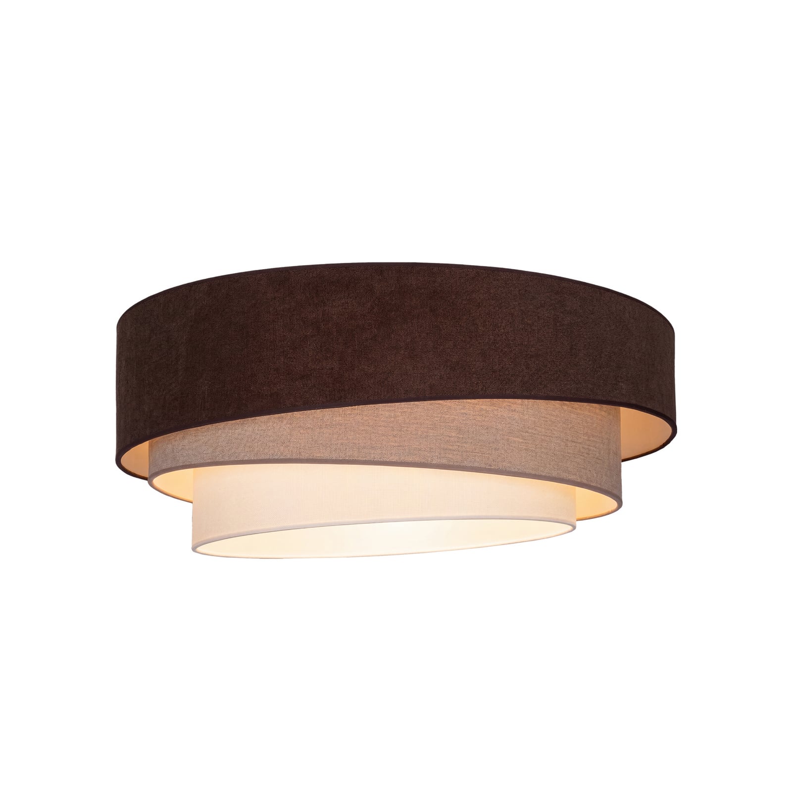 Plafoniera Trio, marrone/beige, Ø 60 cm, tessuto, E27 - Duolla Plafoniera Trio, marrone/beige, Ø 60 cm, tessuto, E27 - Duolla
