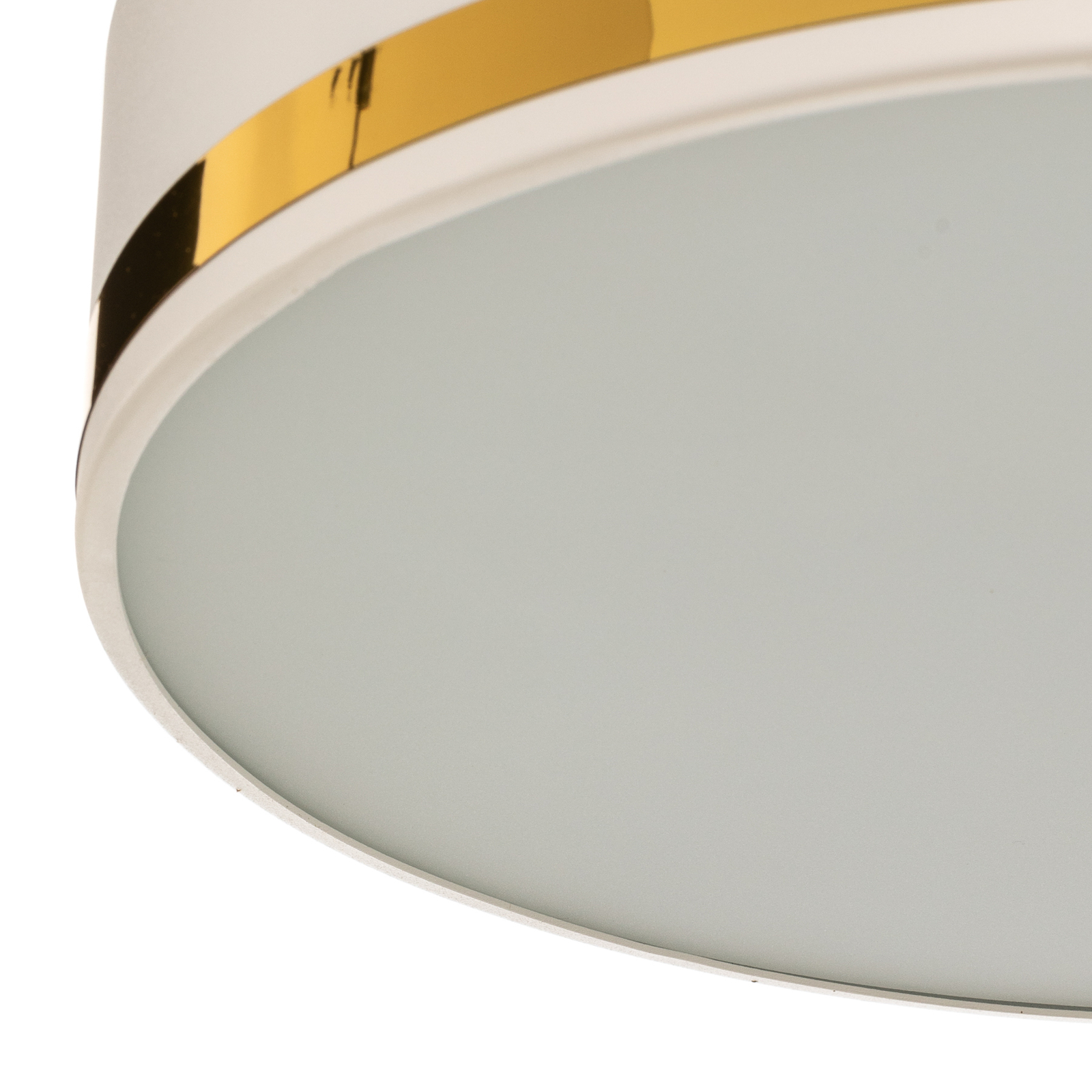 Plafondlamp Amore, goudkleurig gestreept, wit, Ø 35cm