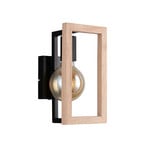 Aplică de perete Bano, lemn/negru, înălțime 25 cm, metal, E27