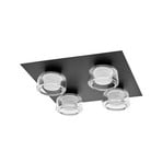 LEDVANCE LED-kattovalaisin Orbis Flame, musta, 4 valoa, IP44