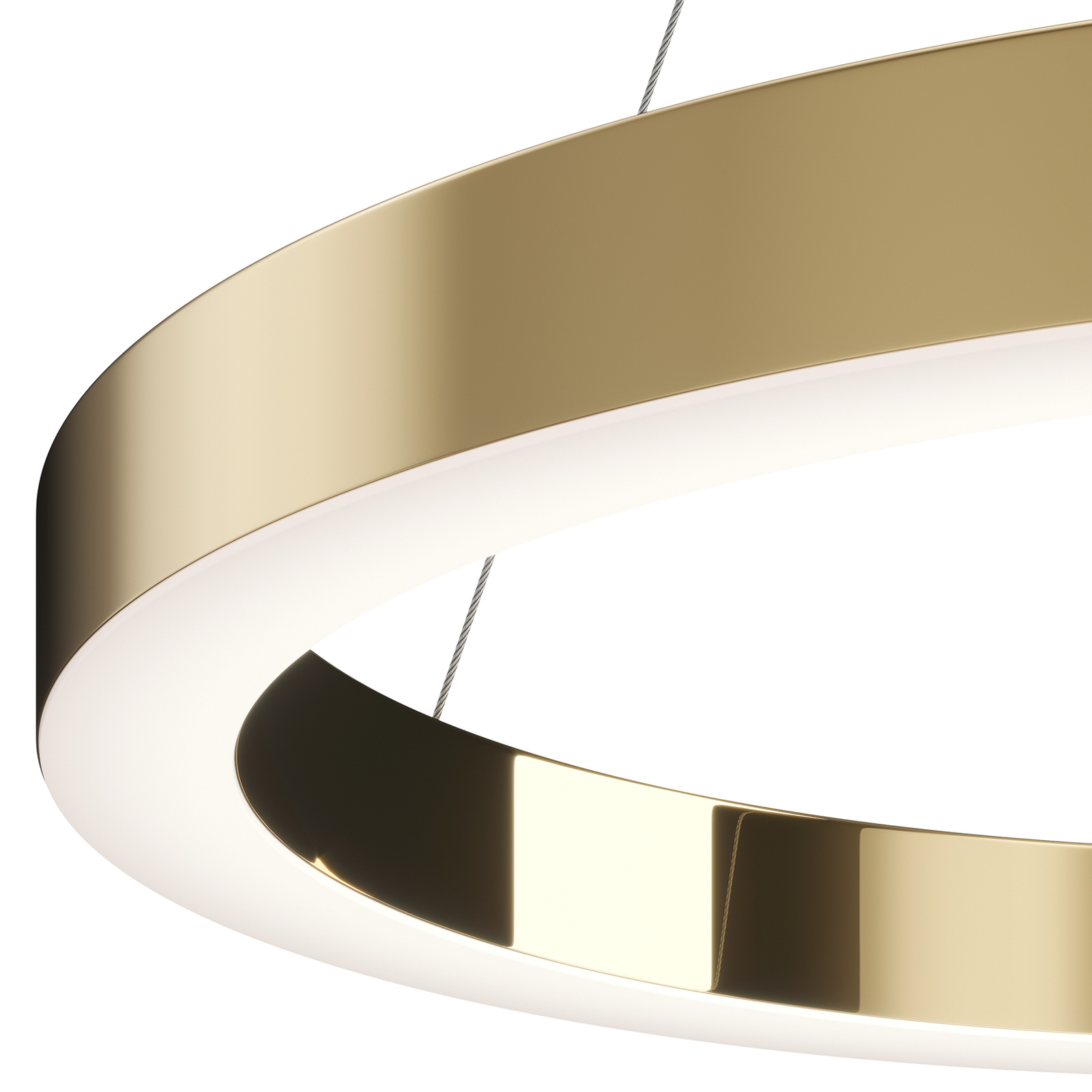 Maytoni Saturno LED pendant light, ring shape, brass