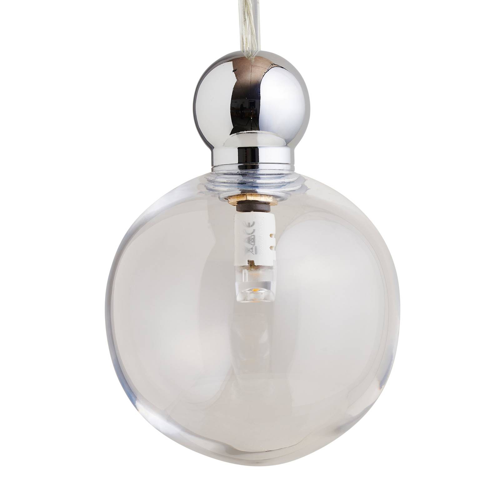 EBB & FLOW Uva M hanging lamp, silver, clear