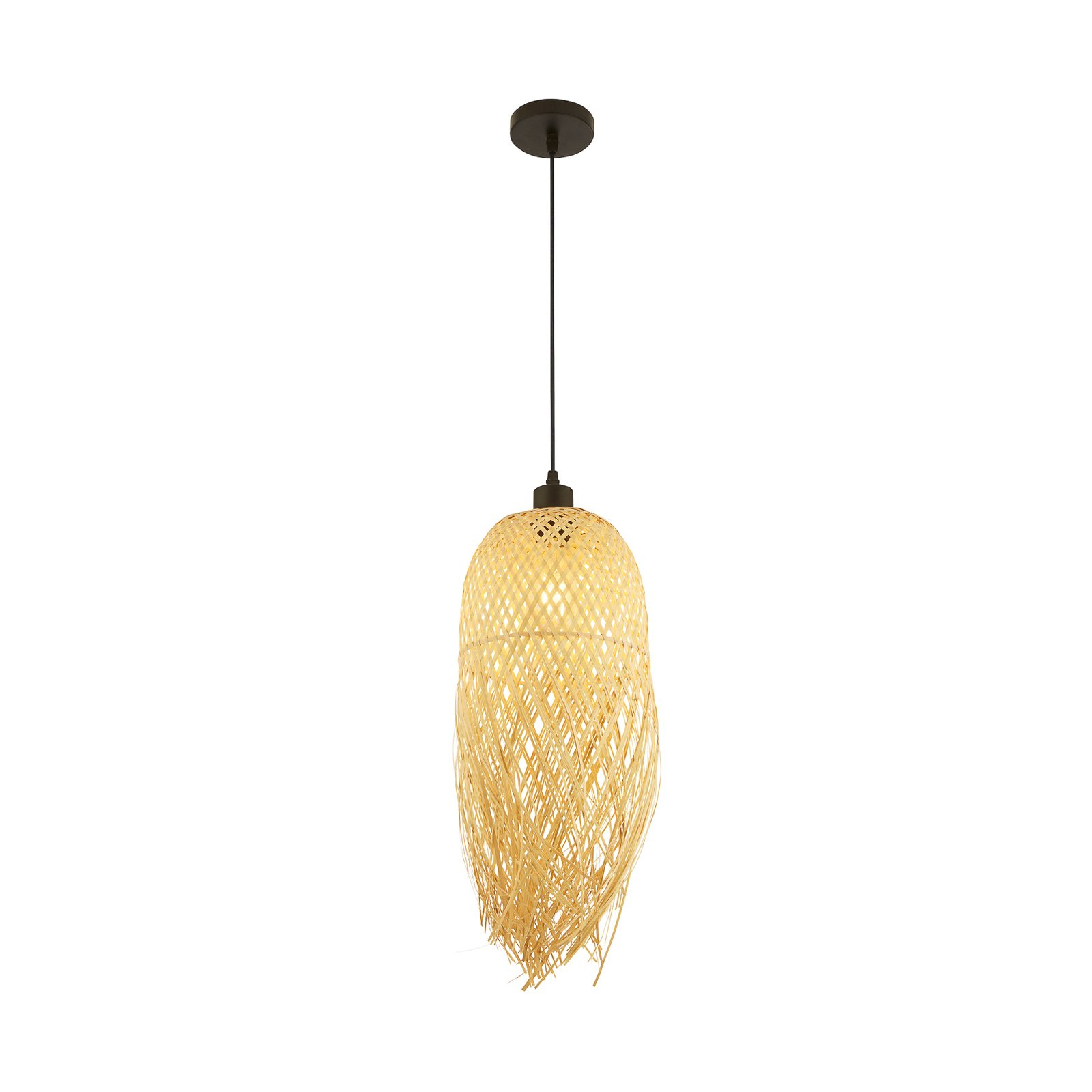 Candeeiro suspenso Bali, Ø 20 cm, bambu, madeira clara, E27