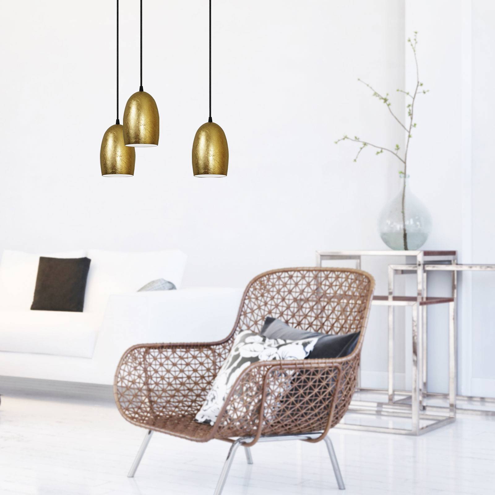 Lampa wisząca Ume, 3-punktowa, złota/czarna