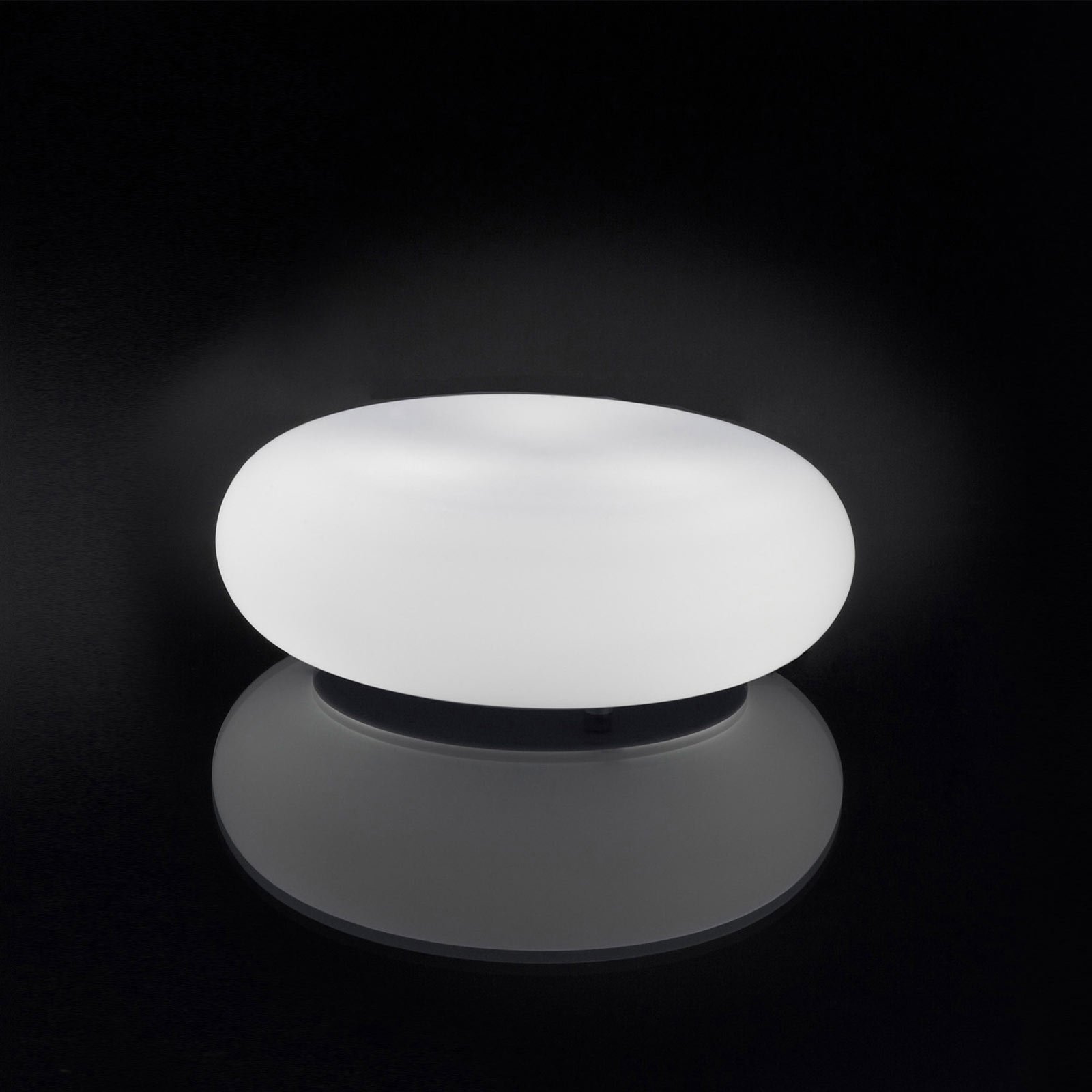 Artemide Itka table lamp, glass lampshade Ø 20 cm, for Living / Dining Room, glass, steel, GX53, 9 W, energy efficiency: A++, H: 9 cm