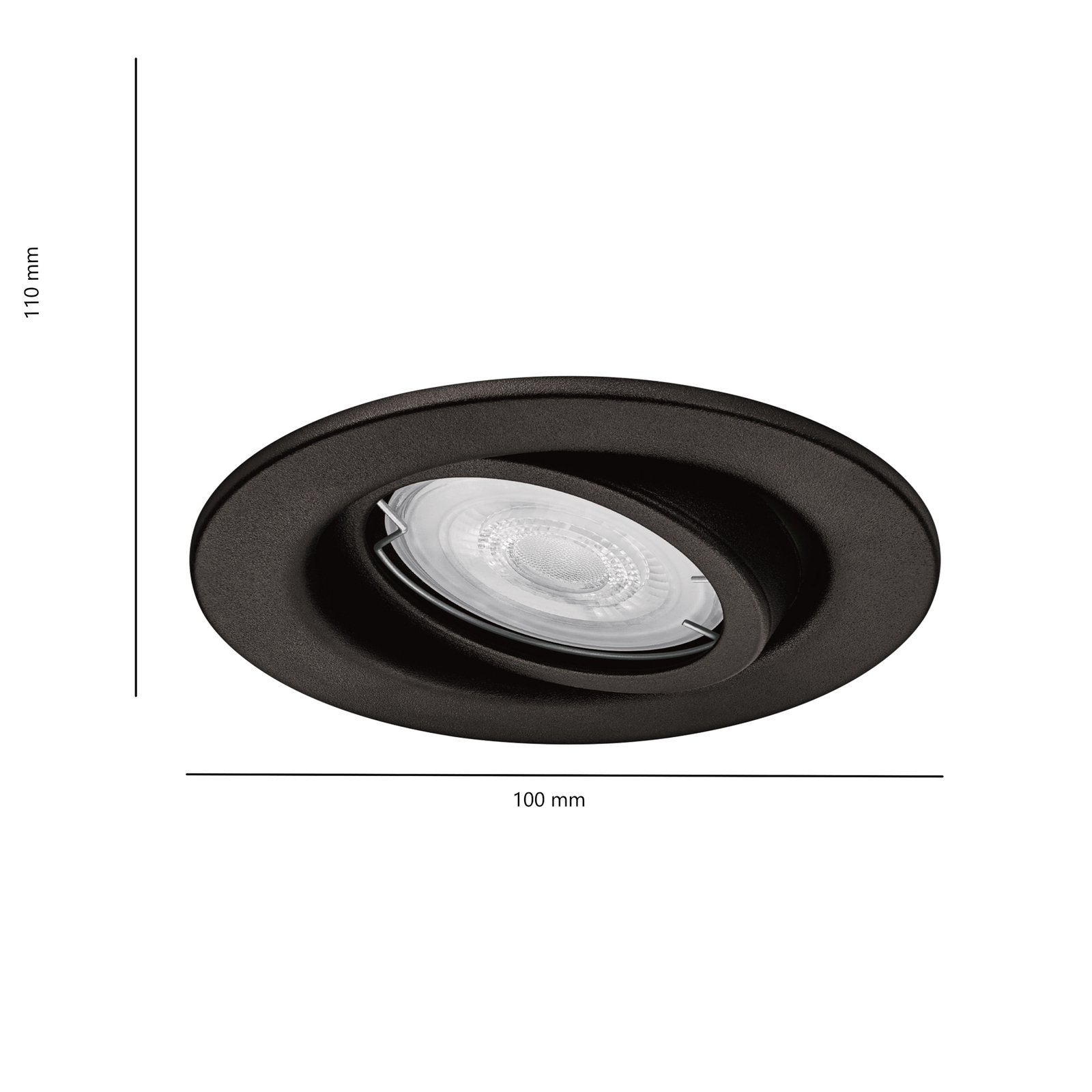 Einbaulampe Fresco, schwarz, Edelstahl IP23 GU10-LED - Philips