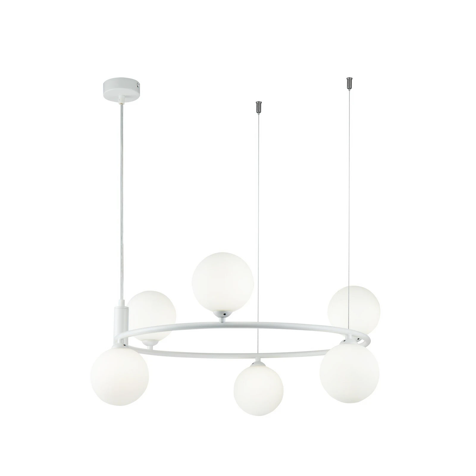 Maytoni Suspension Ring, blanc/blanc, 6 lampes verre Ø 58 cm