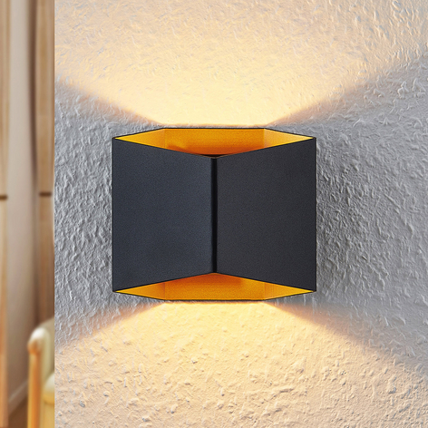 Arcchio Vilja Wandleuchte, eckig, schwarz, gold